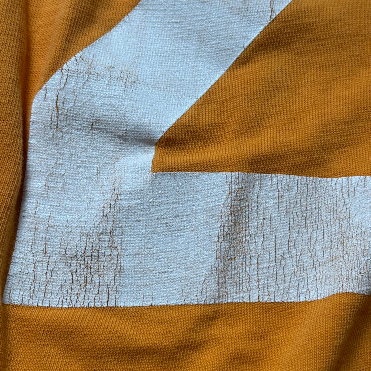 1960s Orange Cotton Jersey, Russell Athletic Size Large, No 22, Distressed
