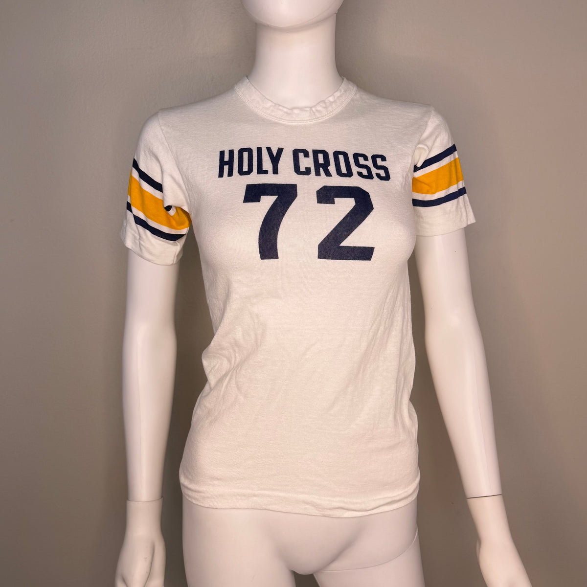 1970s Kids' Holy Cross 72 Jersey T-Shirt, Champion Size Youth Large/Adult XS