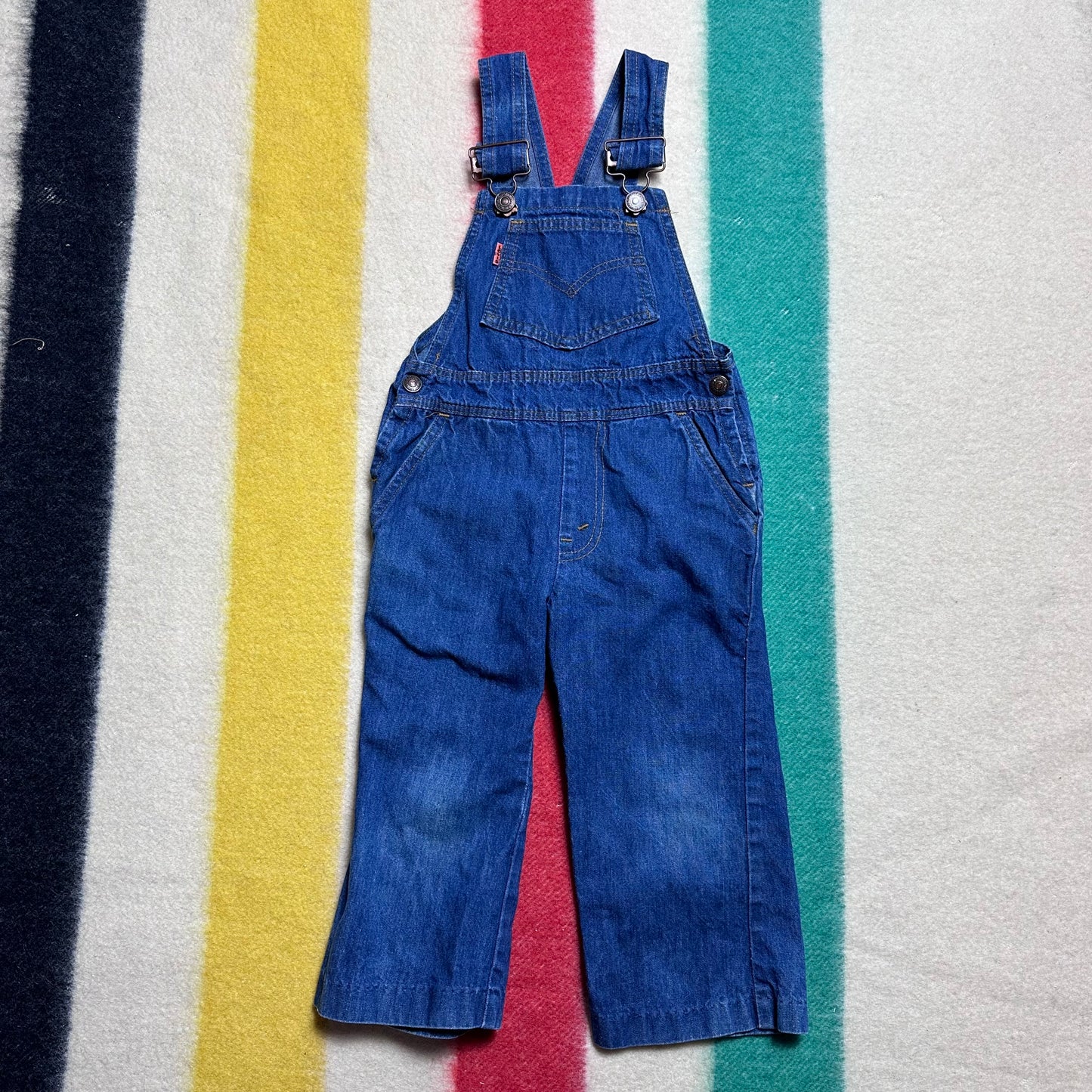 1980s Levi’s Denim Overalls, Kids Size 3T, Orange Tab