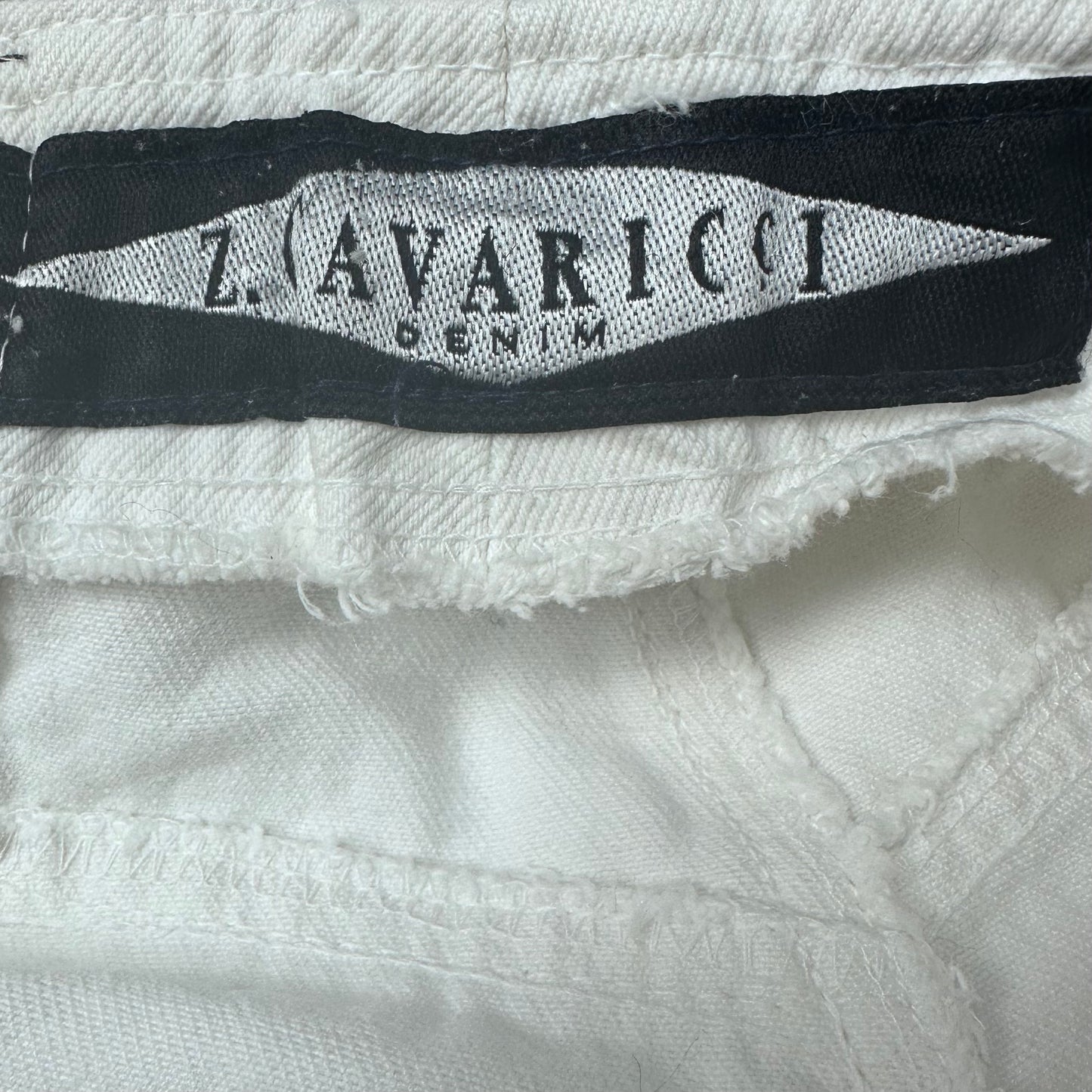 1990s White Denim Shorts, Z Cavaricci Size 4/Small, Button Fly, Cut Offs, Raw Hem