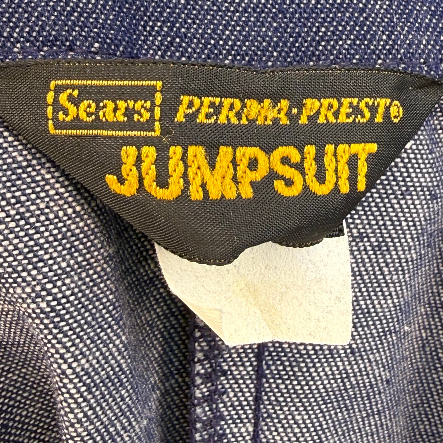 1970s Denim Zip Up Jumpsuit, Sears Size 36R, Small/Medium
