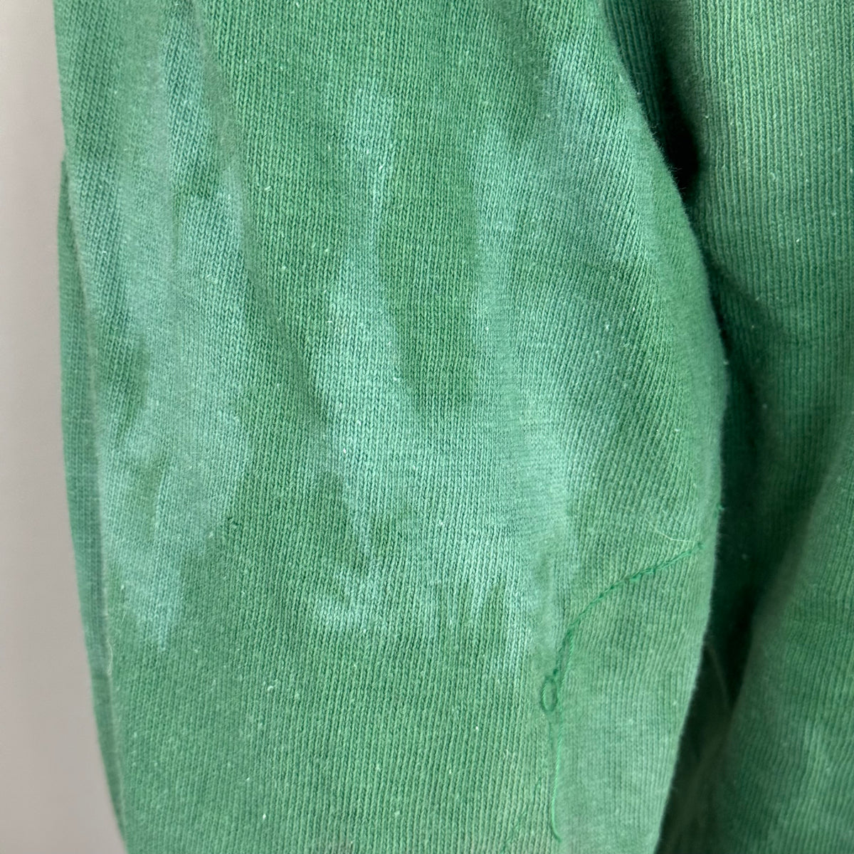 1940s Green Cotton Jersey T-Shirt, Central High Memphis AA, Champion Knitwear Company Running Man Size Medium, Distressed