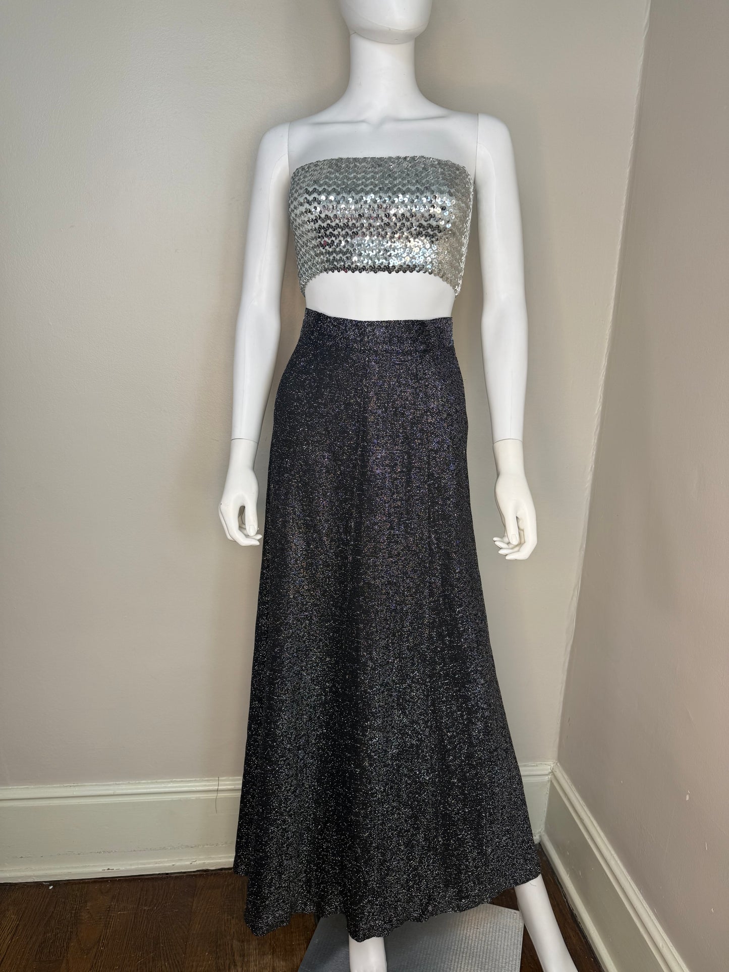 1980s Disco Silver Sequin Tube Top, Honey Collection Size XS/Small