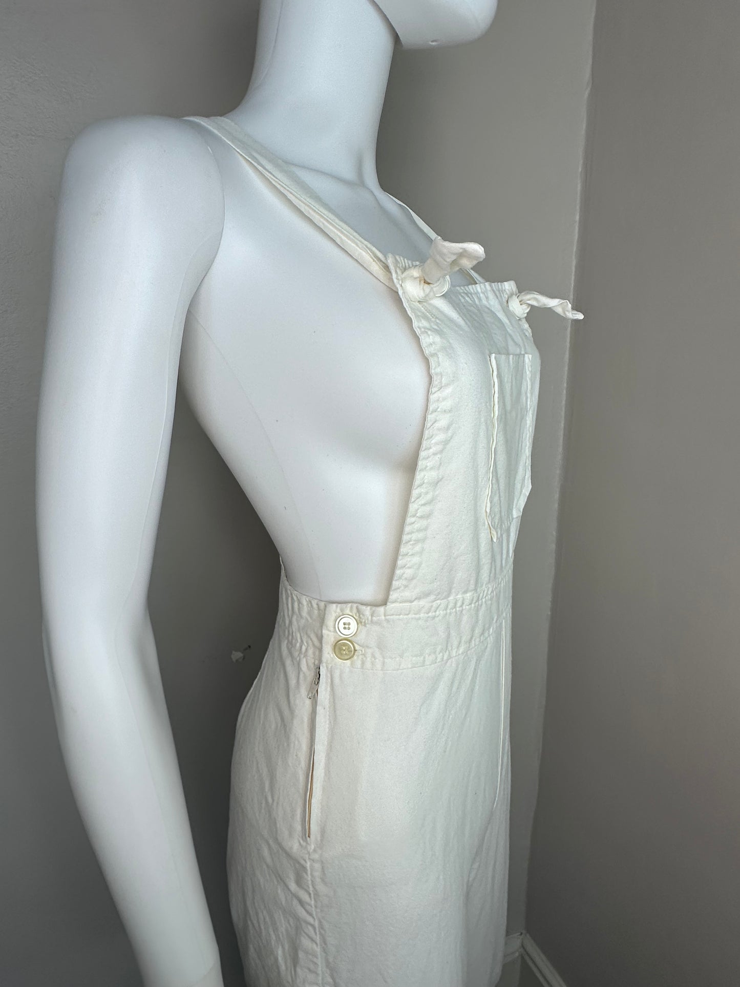 1970s Cream Low Back Overalls, Camille II Size XS