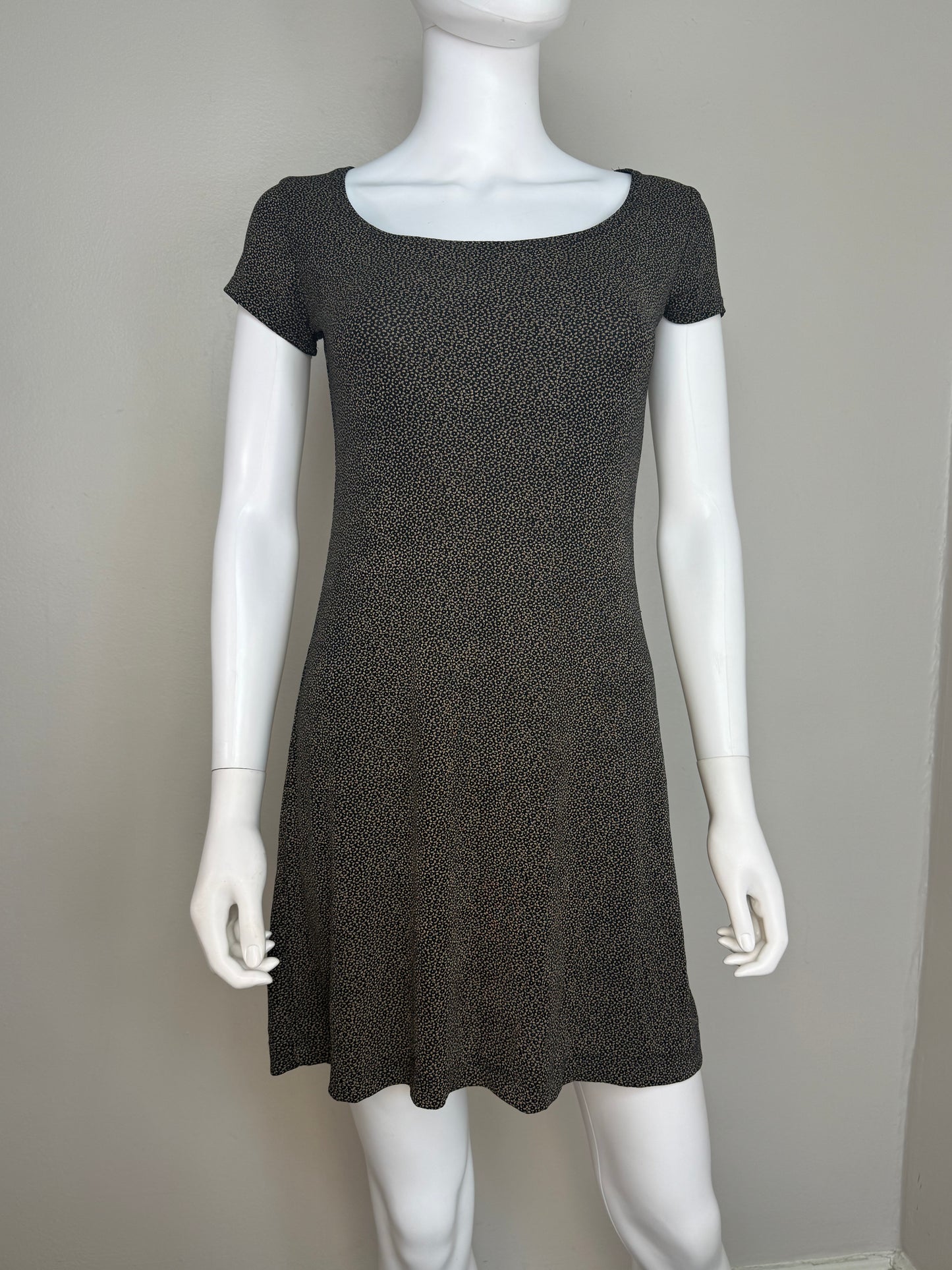 1990s Black Tiny Floral Knit Dress, All That Jazz Size Small