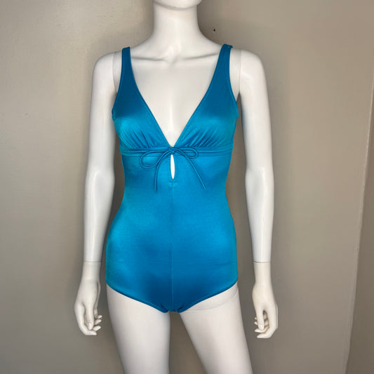 1970s Aqua Blue Swimsuit, One Piece, Size XS-Small