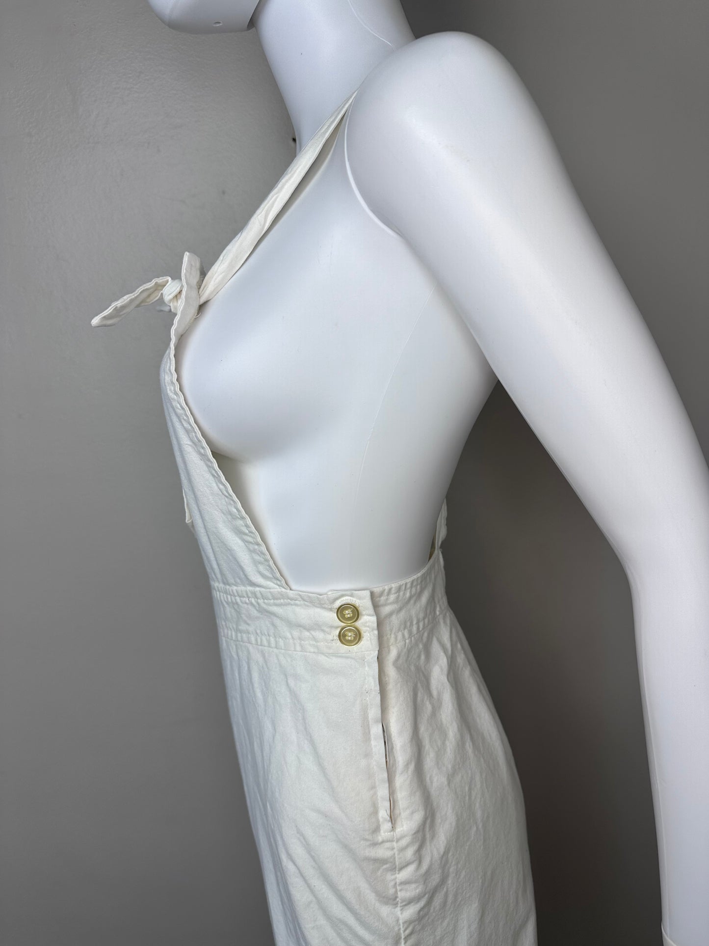 1970s Cream Low Back Overalls, Camille II Size XS