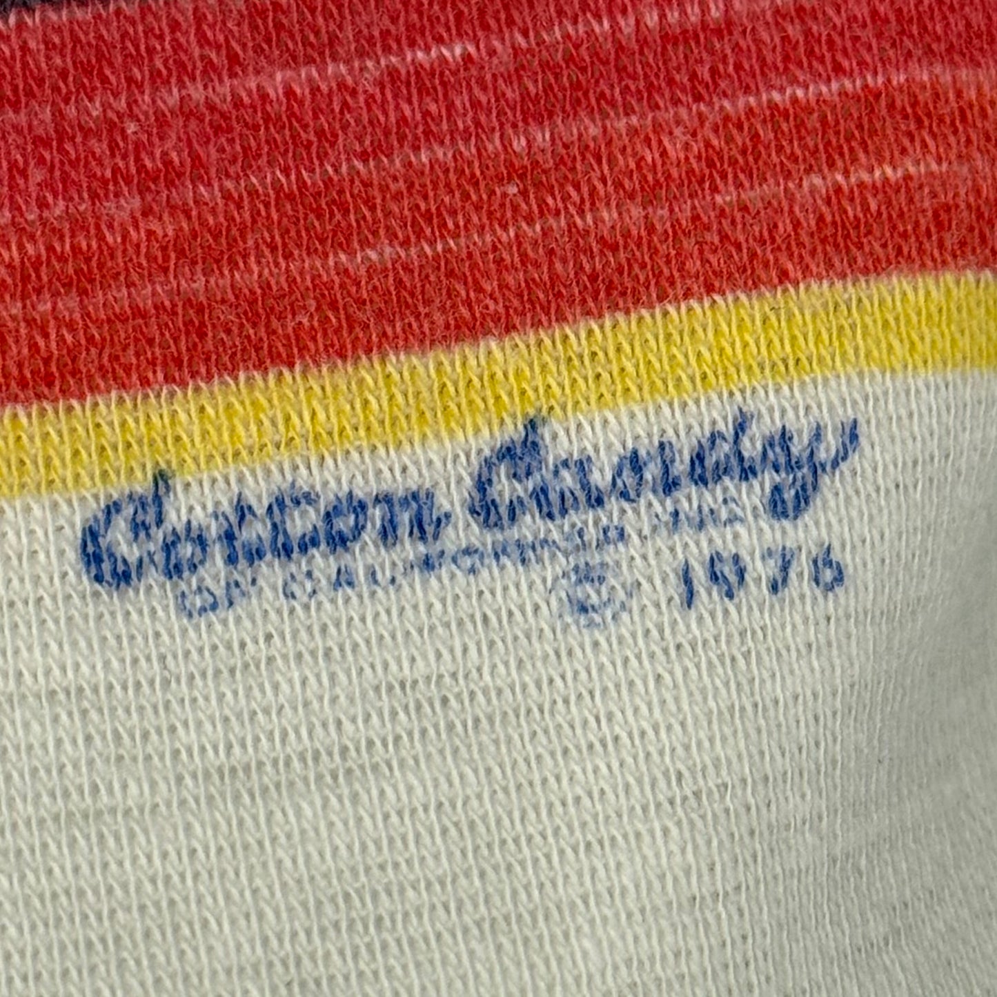1970s Rainbow Stripe T-Shirt, Cotton Candy of California Size XS/S, Femme Cut Tee