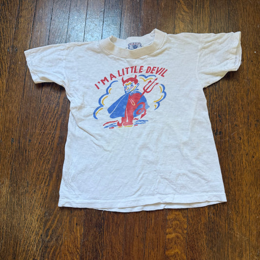 1950s Kids' I’m a Little Devil T-Shirt, Hidaco Sportswear Size 2/3T