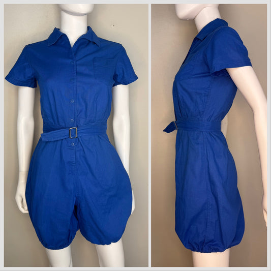 1950s Blue School Gym Uniform Romper, It’s A Moore Gym Suit Size Small