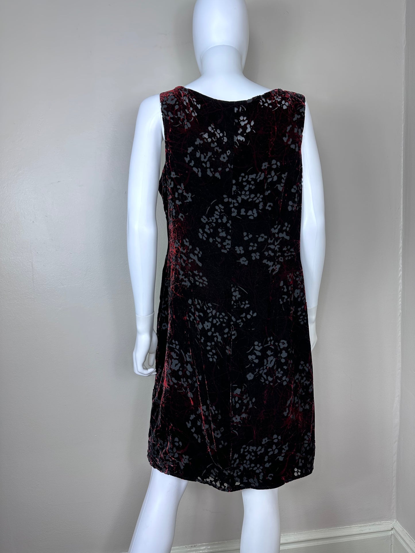 1990s Velvet Burnout Dress, Carole Little Size Large