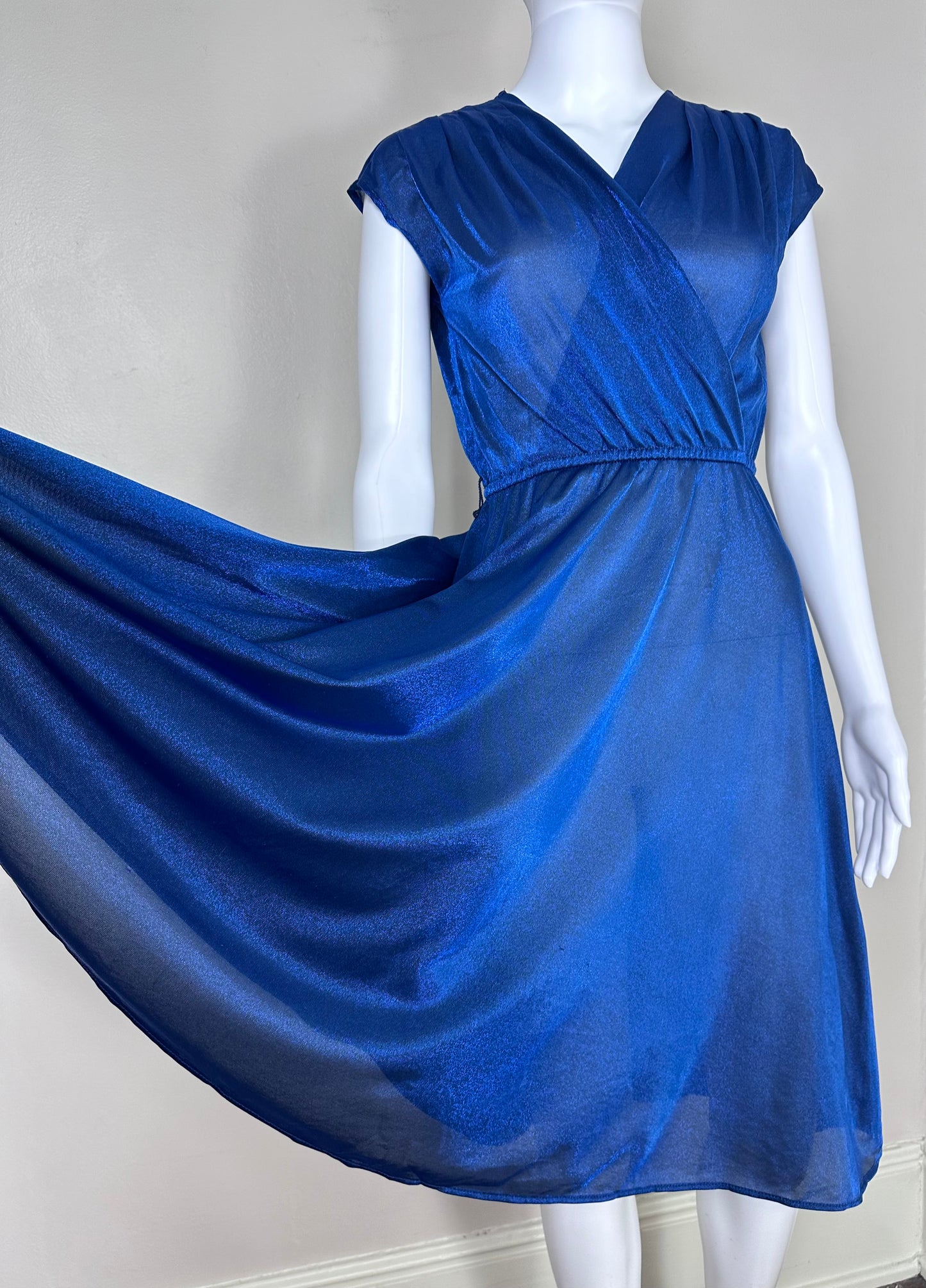 1970s Blue Metallic Dress, Size XS-Small