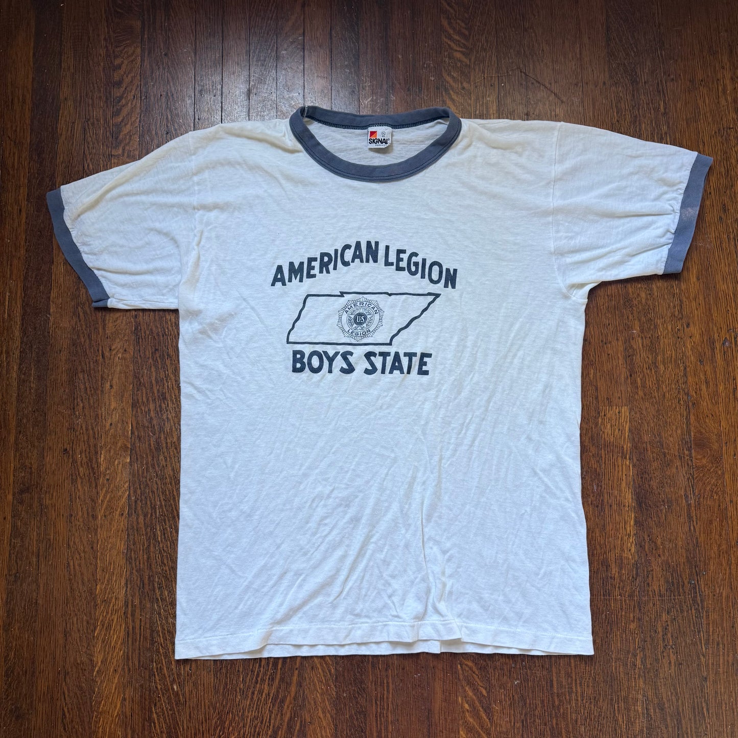 1980s American Legion Boys State T-Shirt, Tennessee, Signal Ringer Tee Size XL
