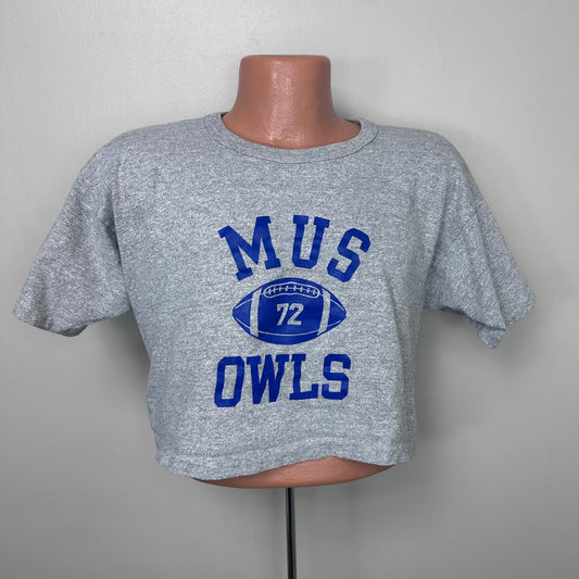 1980s MUS Owls Football Cropped T-Shirt, Champion Size Large, Memphis University School
