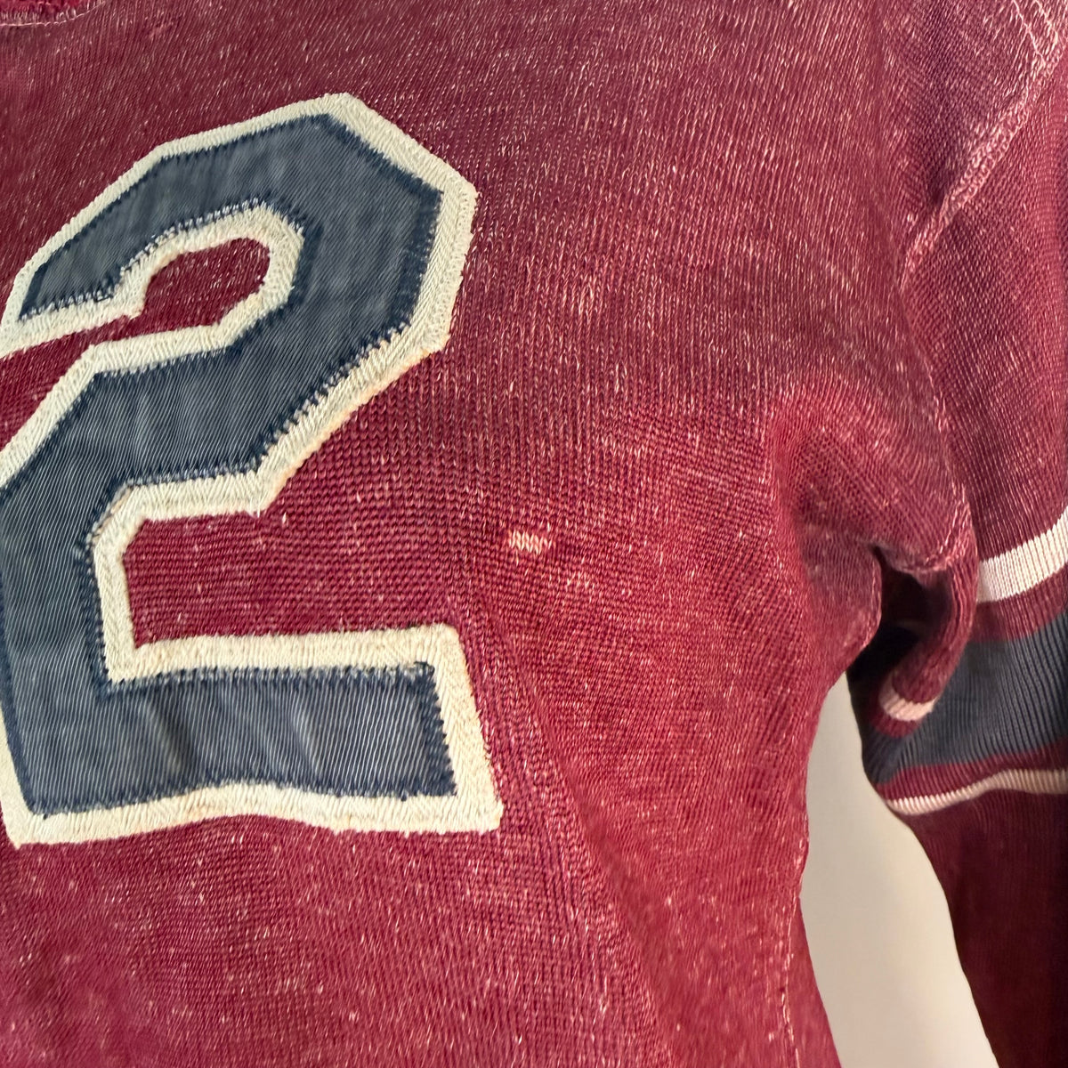 1930s/40s Maroon Rawlings Jersey, Size 42, Twill Appliqué No 82