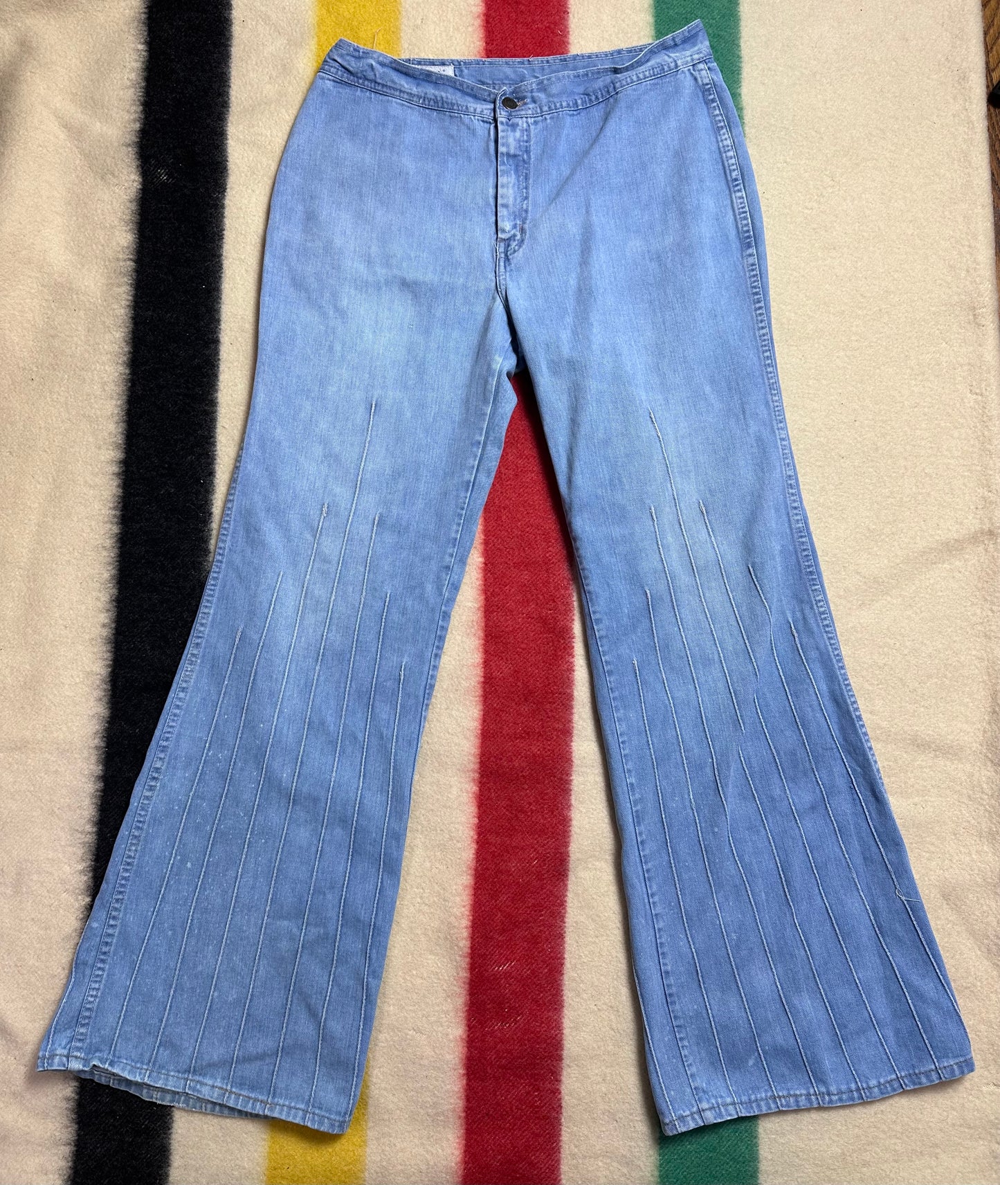 1970s Bell Bottom Jeans with Pintucks, Saturday’s Generation, 33.5"x33.25"