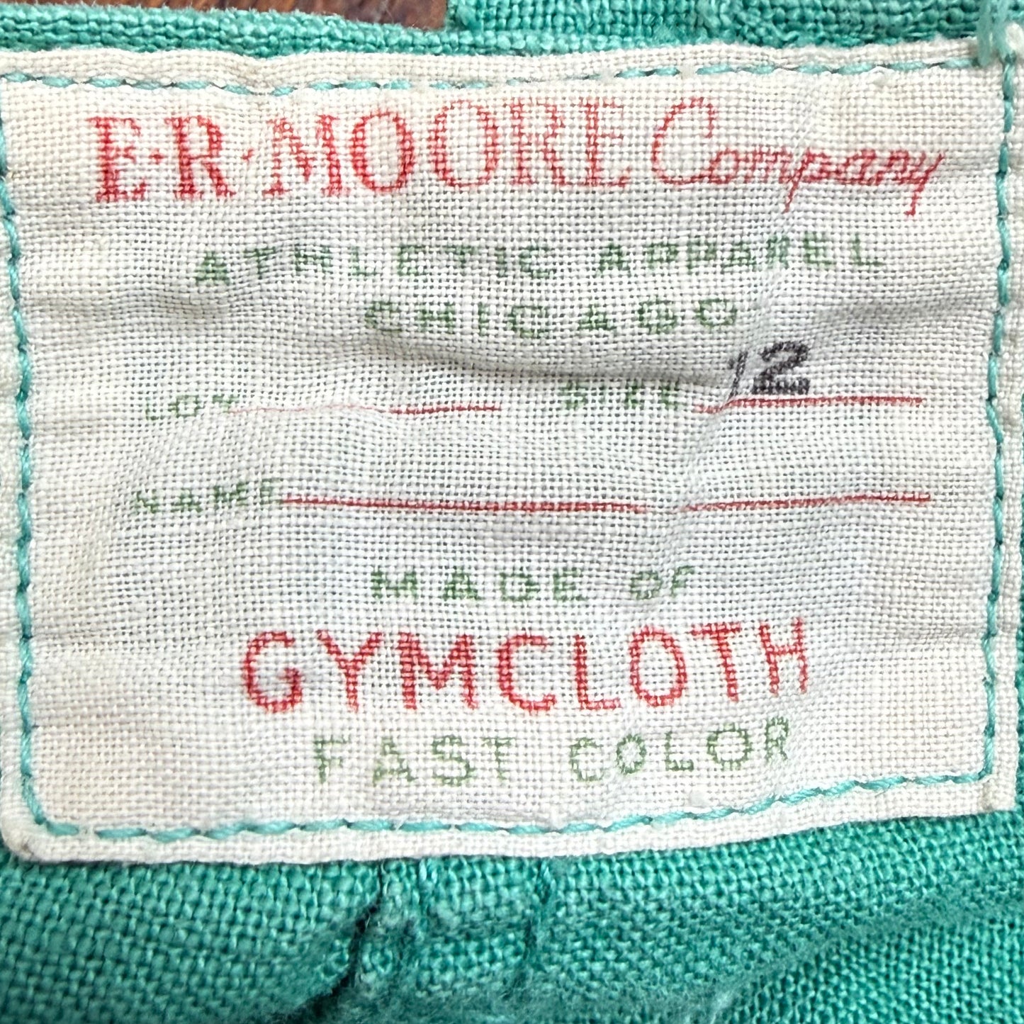 1940s Green School Gym Uniform, Pullover Top and Side Button Shorts, E R Moore Company Athletic Apparel Size X-Small, Gymcloth Gym Suit Set