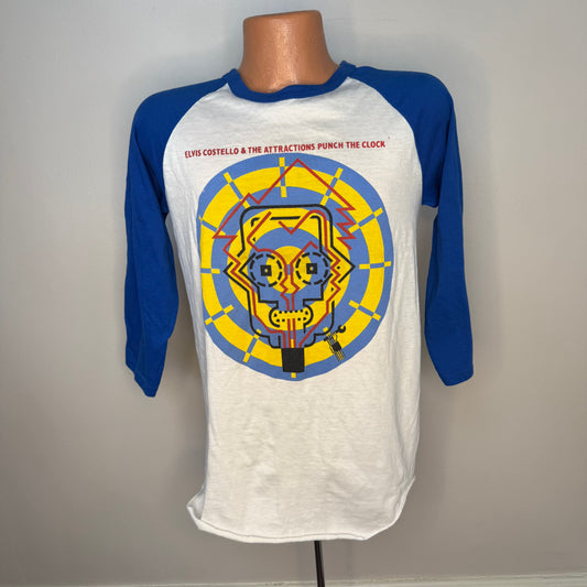 1980s Elvis Costello and the Attractions Concert Tour T-Shirt, Punch the Clock 1983, Size Medium