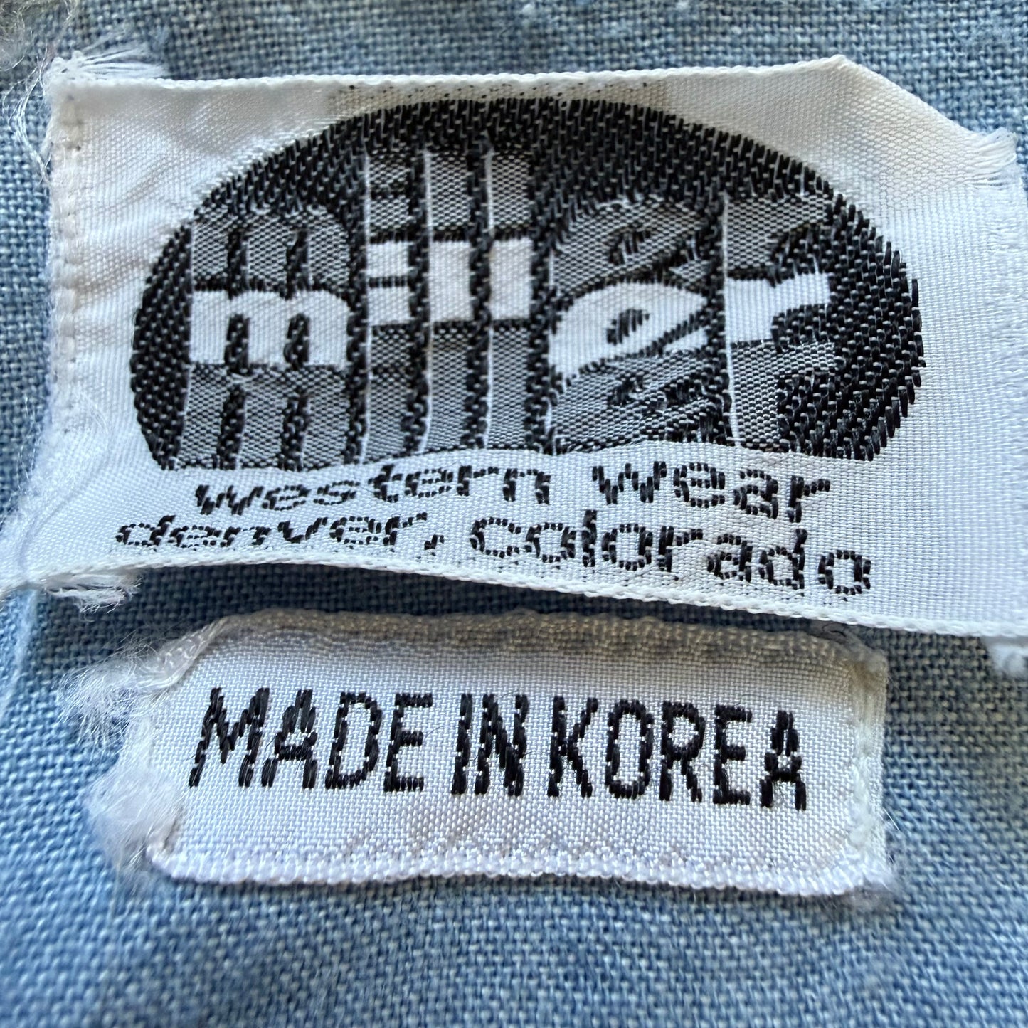 1970s Kids’ Chambray Shirt with Floral Embroidery, Miller Western Wear Size 10/12