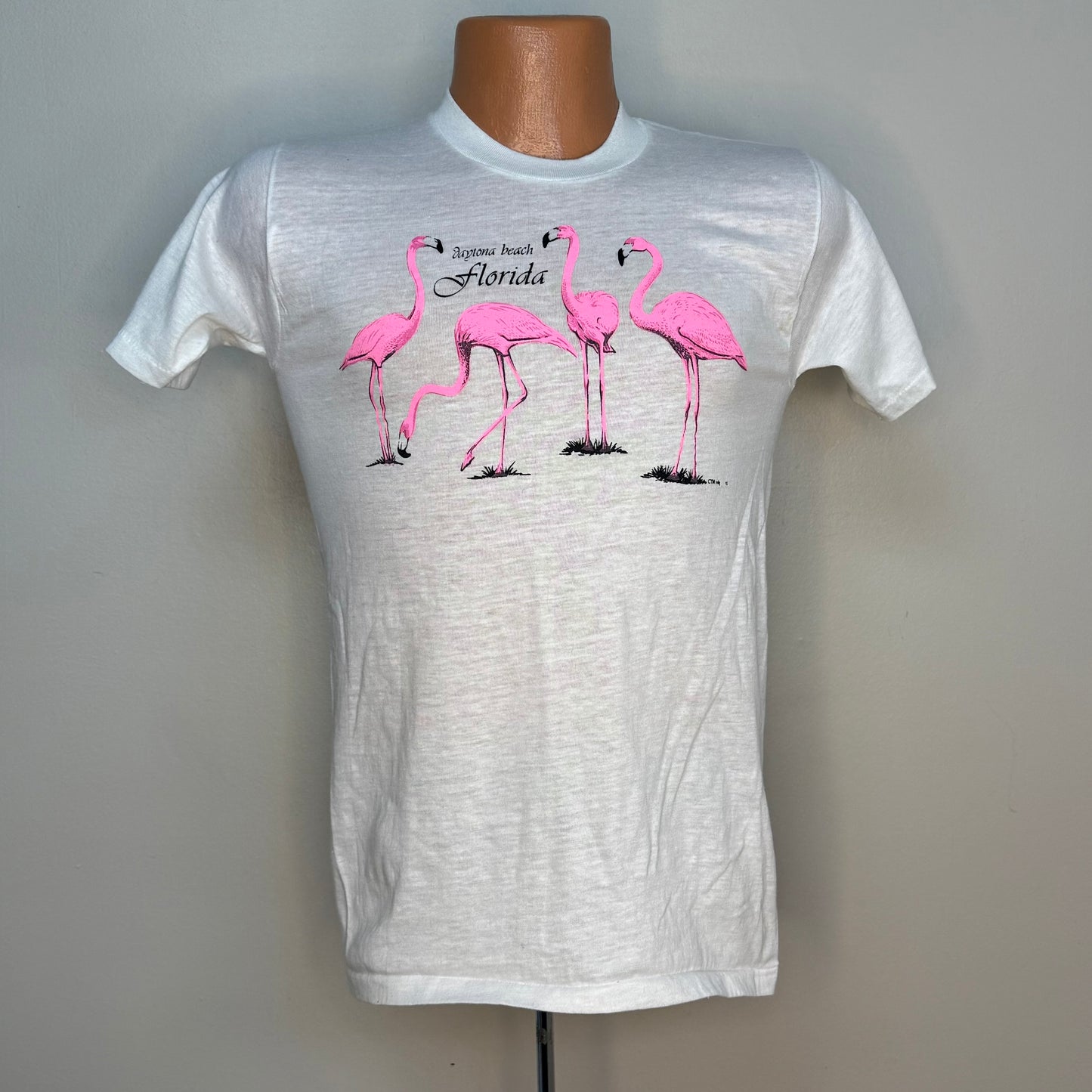 1990s Daytona Beach Florida T-Shirt, Pink Flamingos, Sneakers size Small