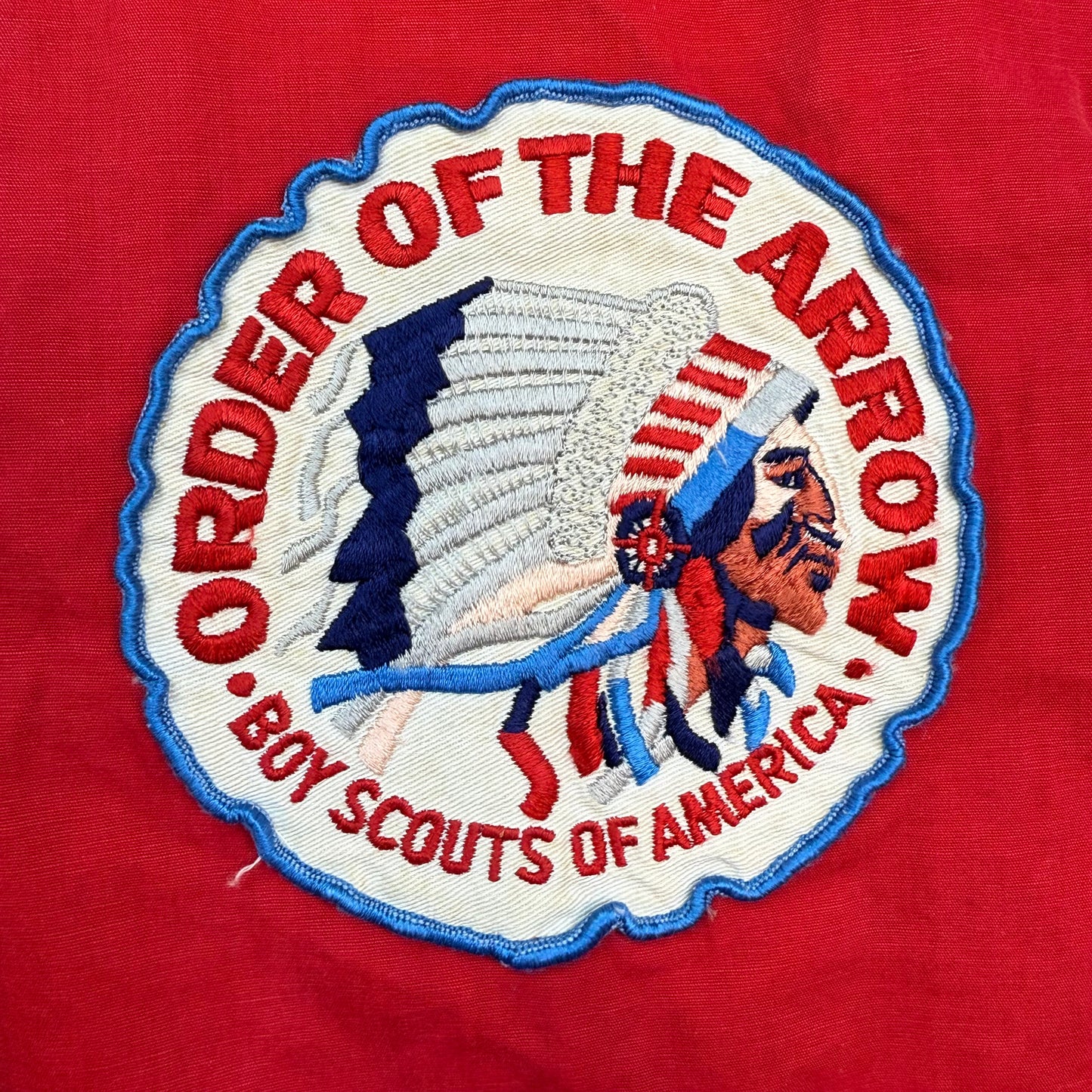 1960s Boy Scouts of America Red Jacket with 60s/70s BSA Camp Patches, Size Small, Order of the Arrow, Distressed