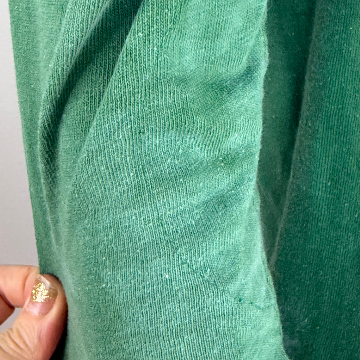 1940s Green Cotton Jersey T-Shirt, Central High Memphis AA, Champion Knitwear Company Running Man Size Medium, Distressed