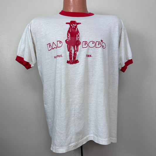 1970s Bad Bob’s Memphis Tennessee T-Shirt, Russell Athletic Size Large, Ringer Tee