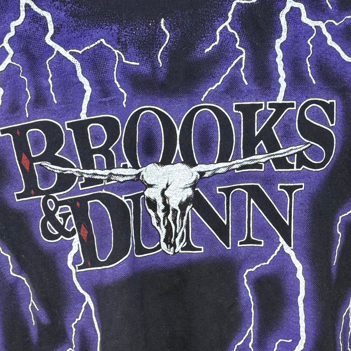 1990s Brooks & Dunn T-Shirt, Electric Rodeo, Lightning All Over Print, Country Music, Kings Tree Classic Size L/XL