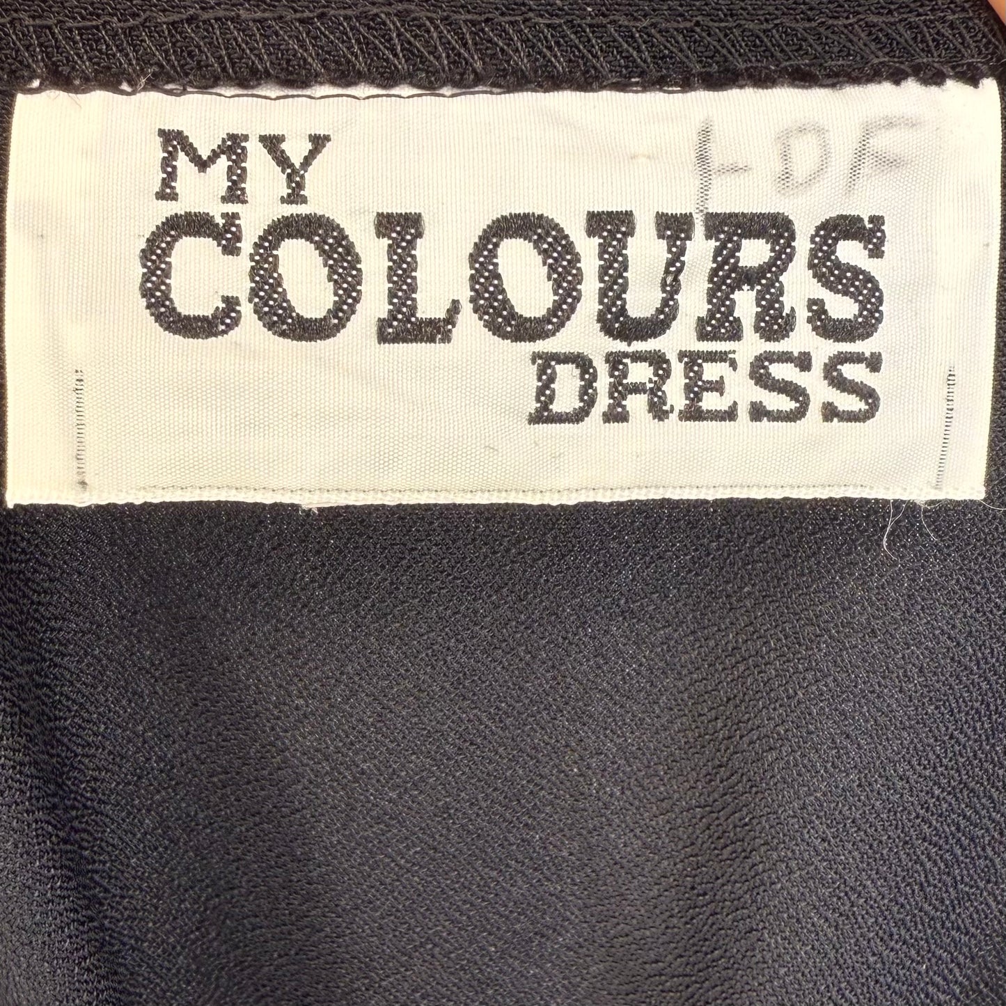 1970s/80s Black Sundress with Floral Applique, My Colours Dress Size Small