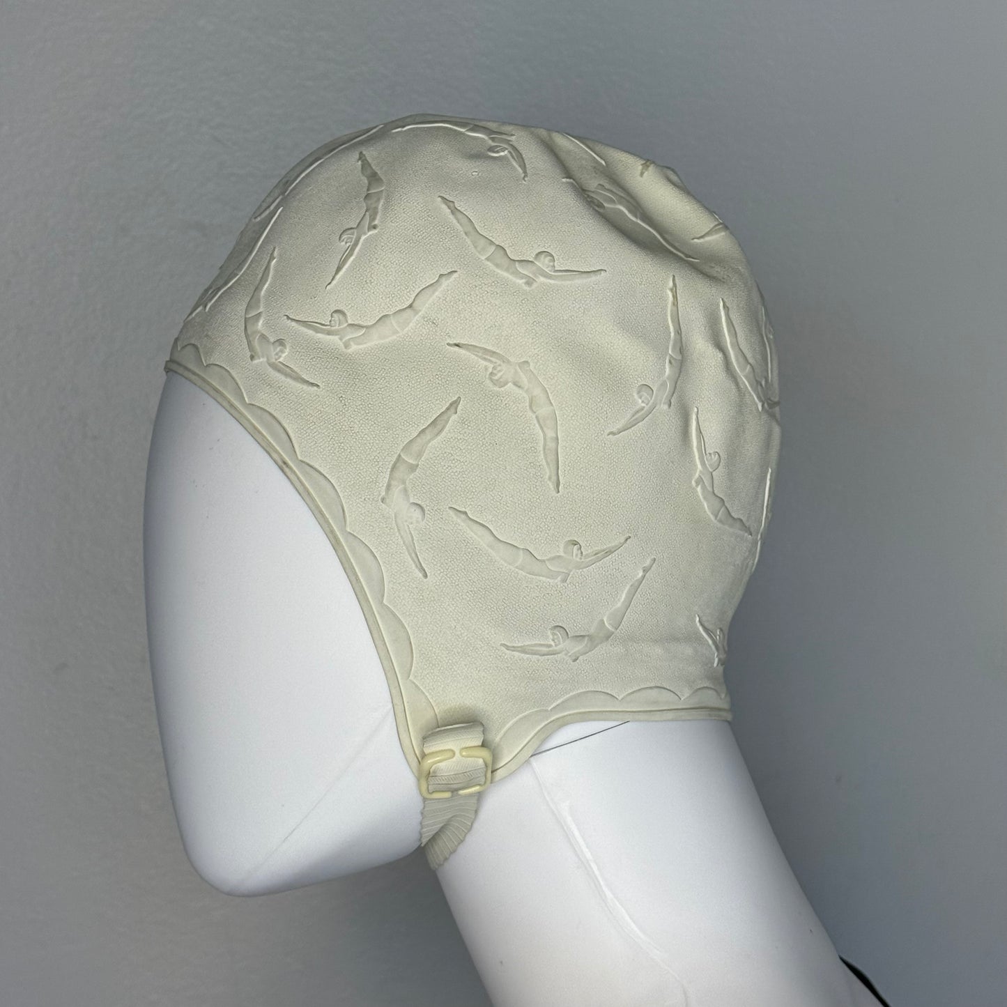 1950s/60s Swim Cap with Chin Strap, Diving Belle by Jantzen, Embossed Diving Girl