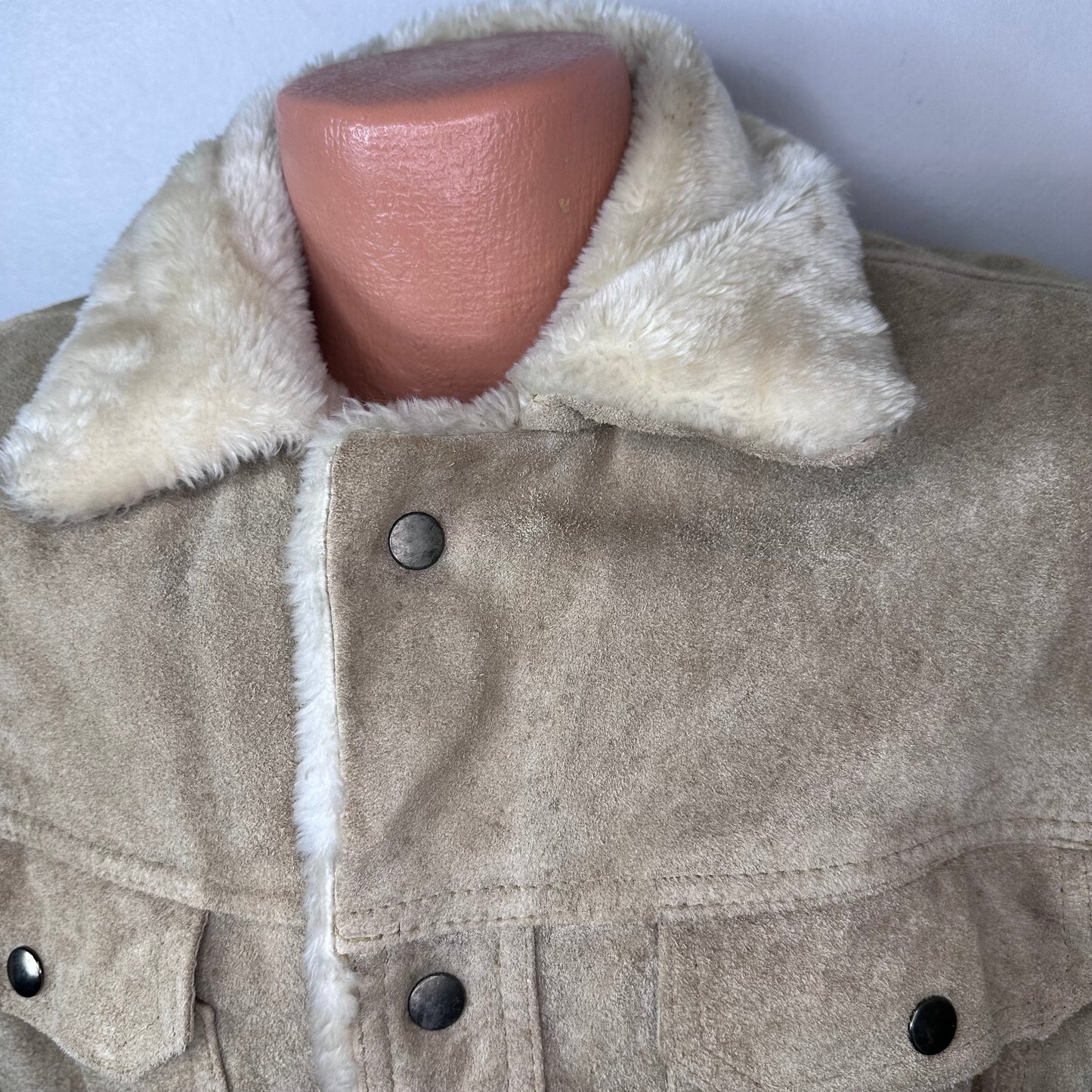 1970s/80s Leather Jacket with Faux Fur Lining, Grande Bay International Collection Size Medium