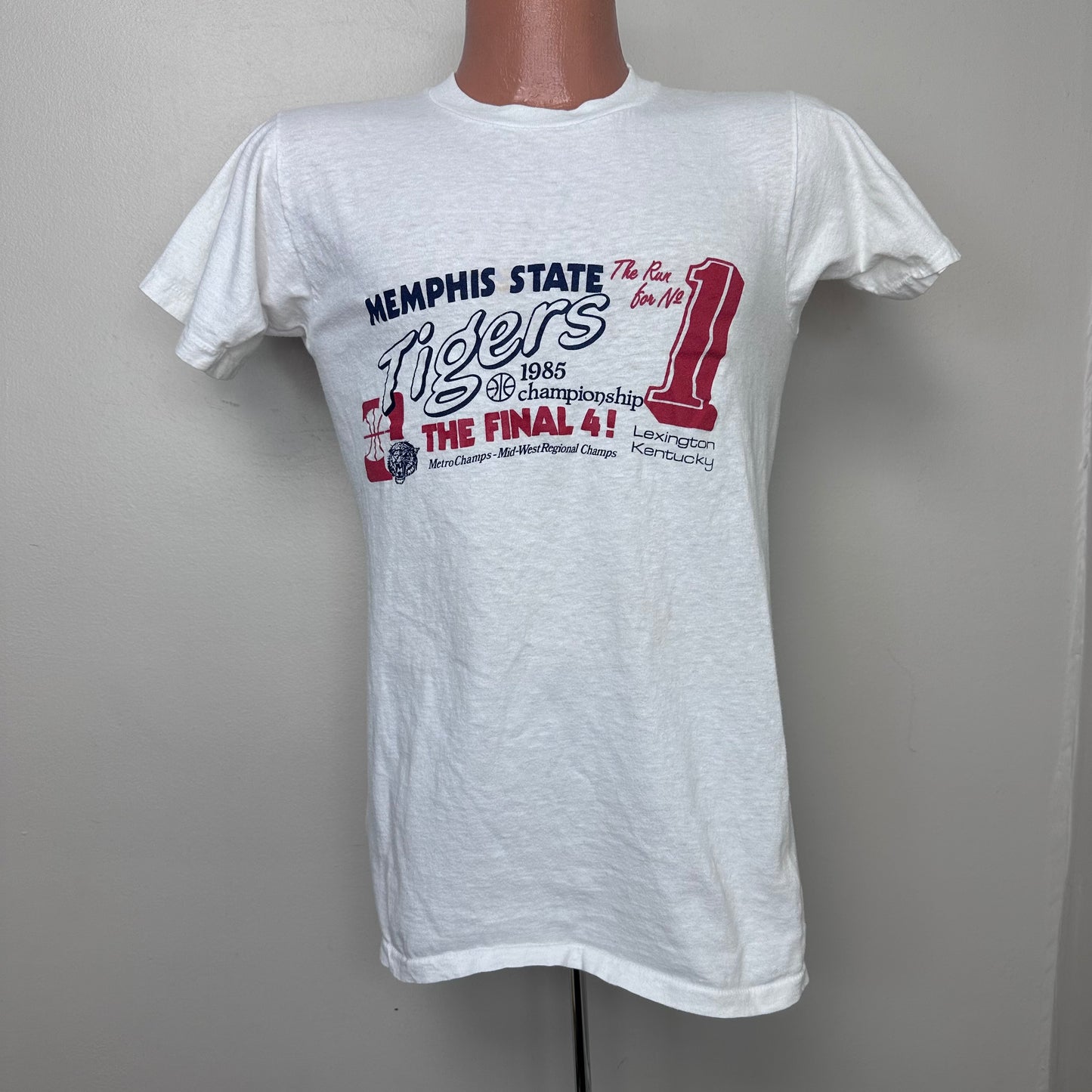 1980s Memphis State Tigers T-Shirt, 1985 Championship, The Final Four, Fruit of the Loom Size Small