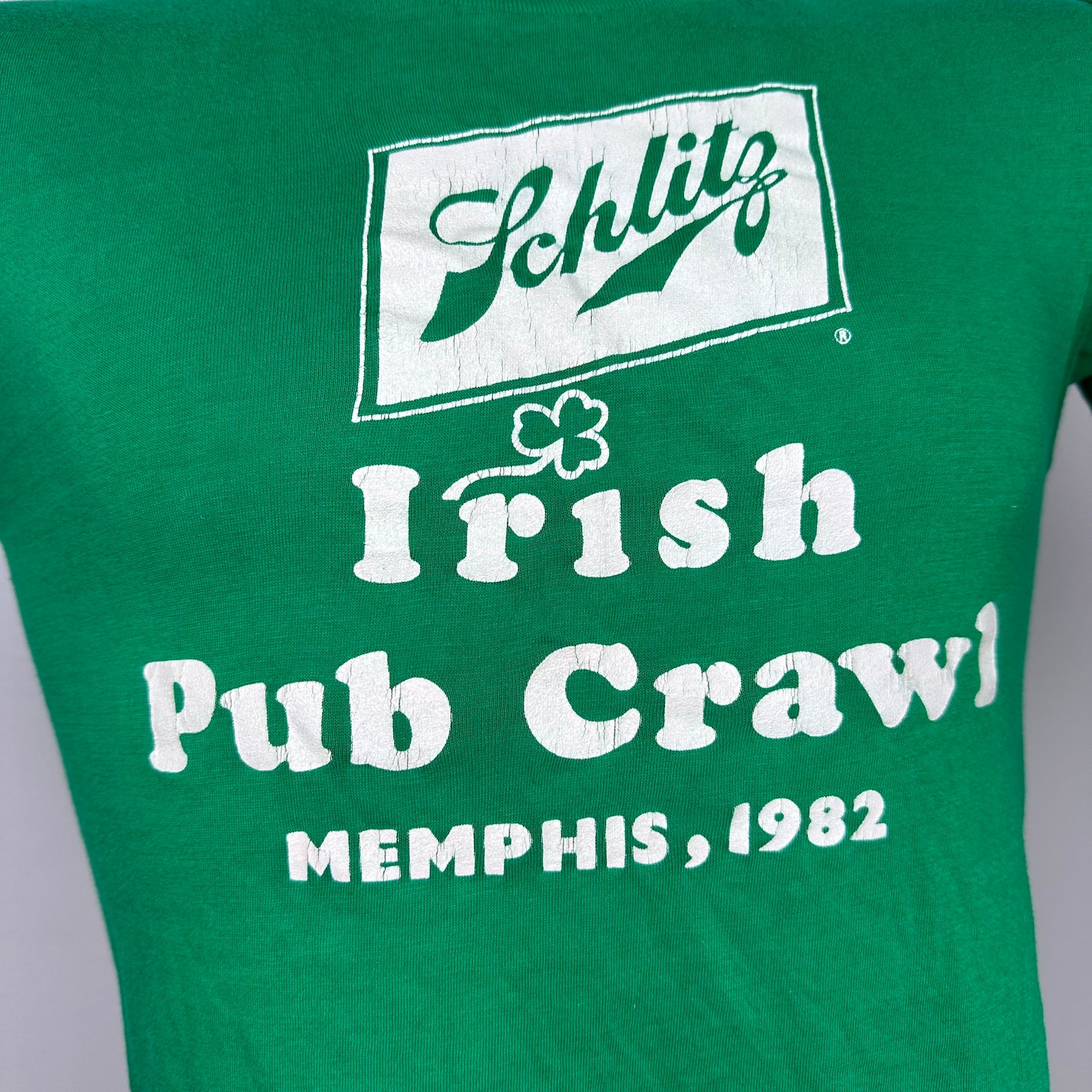 1980s Schlitz Beer Irish Pub Crawl Memphis 1982 T-Shirt, Hanes Size XS