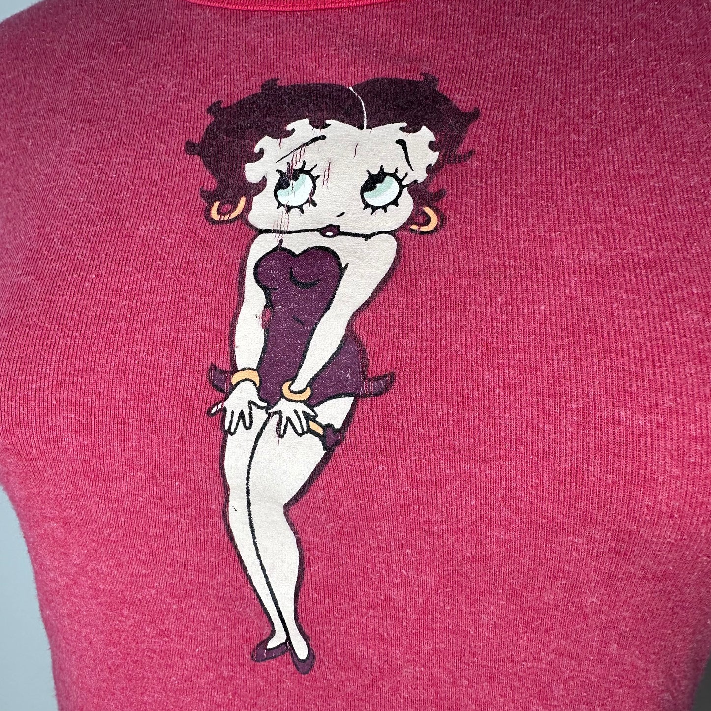Y2K Betty Boop Baby Doll Ringer Tee, Freeze Size XS, Feminine Cut T-Shirt, Beauty