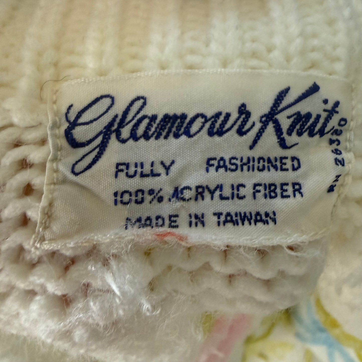 1960s/70s Floral Embroidered Cardigan Sweater, Glamour Knit Size Medium