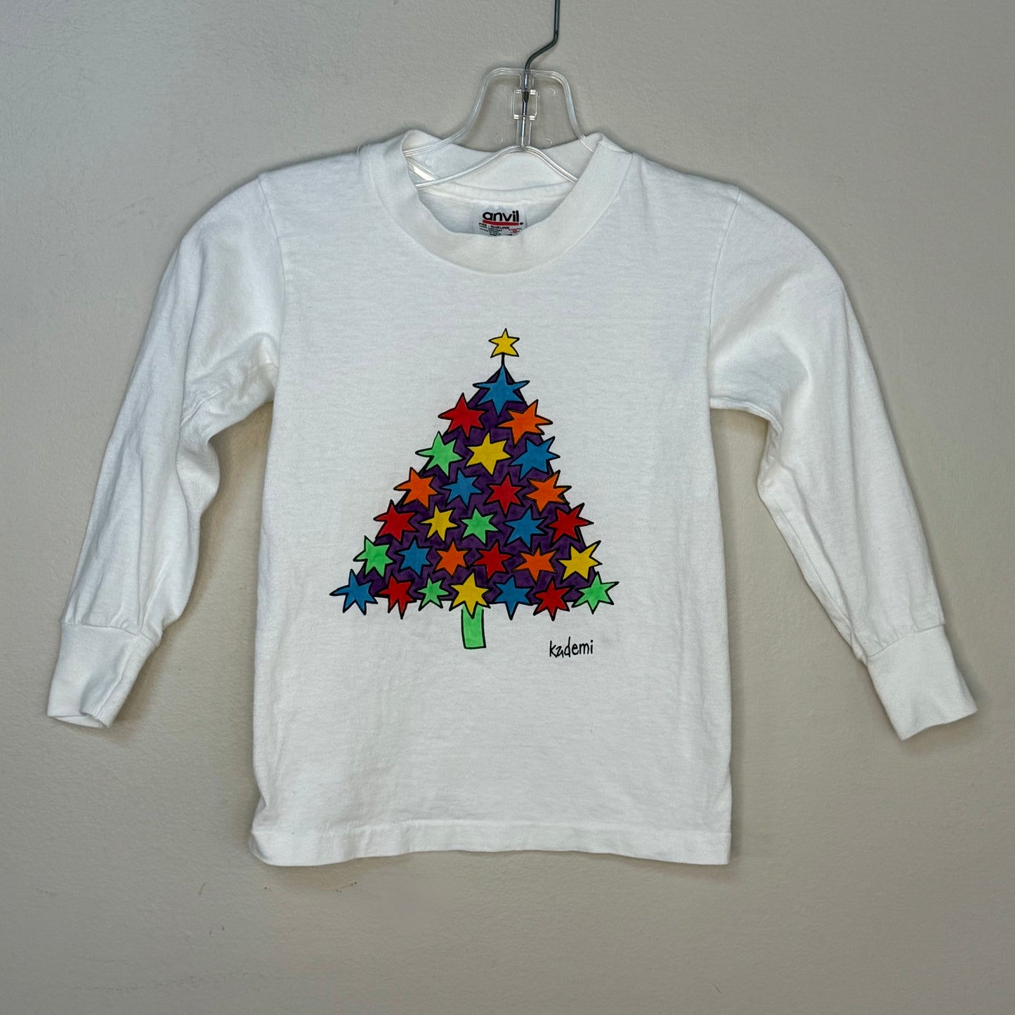 1990s Kids Christmas Tree Long Sleeve T-Shirt, Kademi, Anvil Size Small 6/7