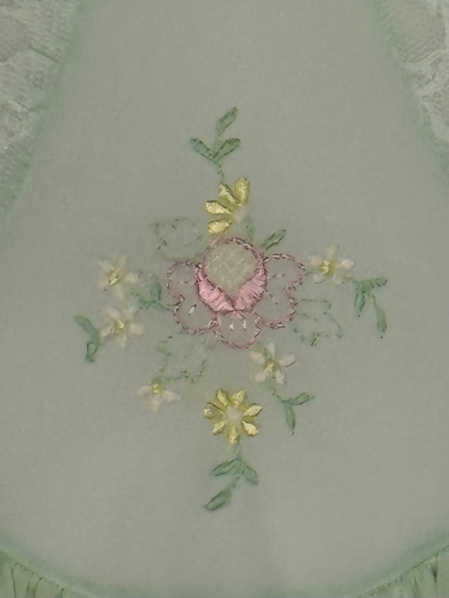 1970s Sheer Pastel Green Nightgown with Floral Embroidery, Shadowline Petite XS/Small, Mint, Nylon