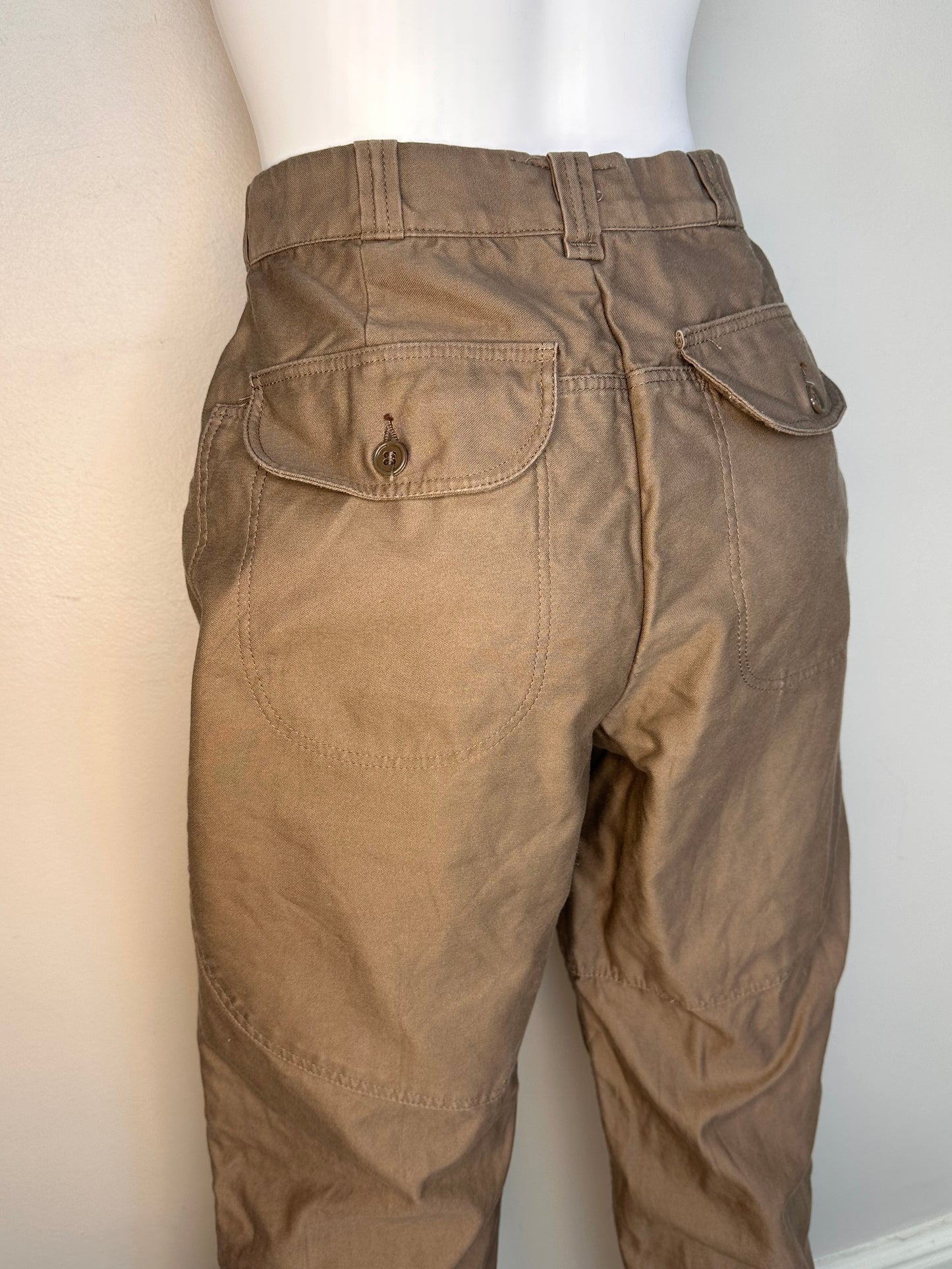 1960s Brown Hunting Pants with Elastic Cuff, 10-X America’s Finest Sport Clothing, 26.5"x29.5"