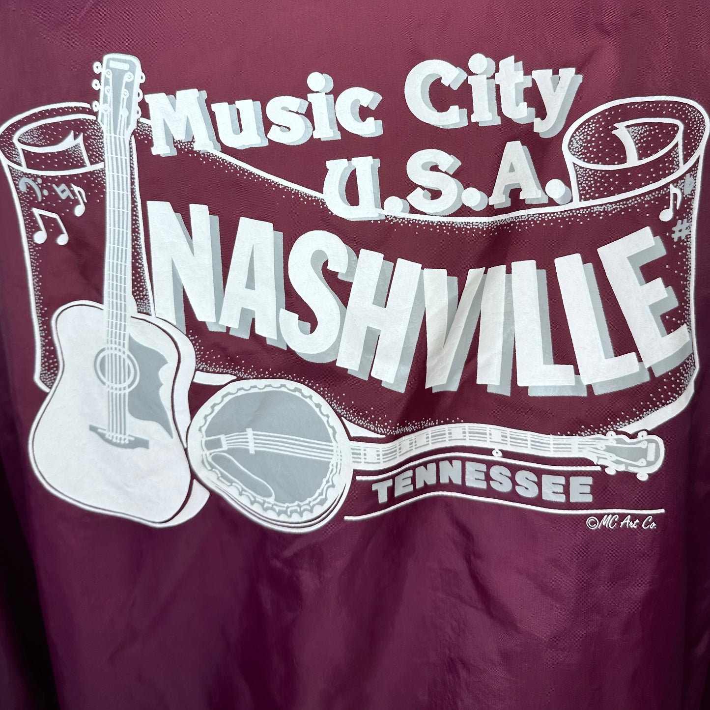 1980s Nashville Tennessee Music City USA Windbreaker Jacket, Russell Athletic Size S/M