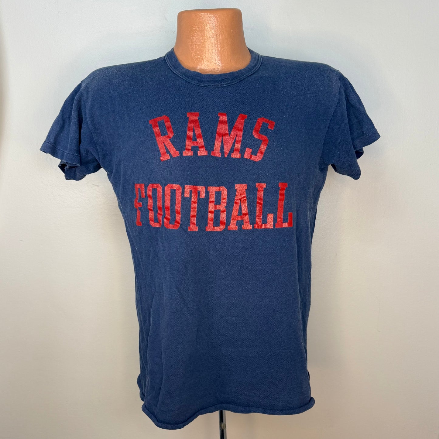 1970s Rams Football T-Shirt, Russell Athletic Size Medium, Faded