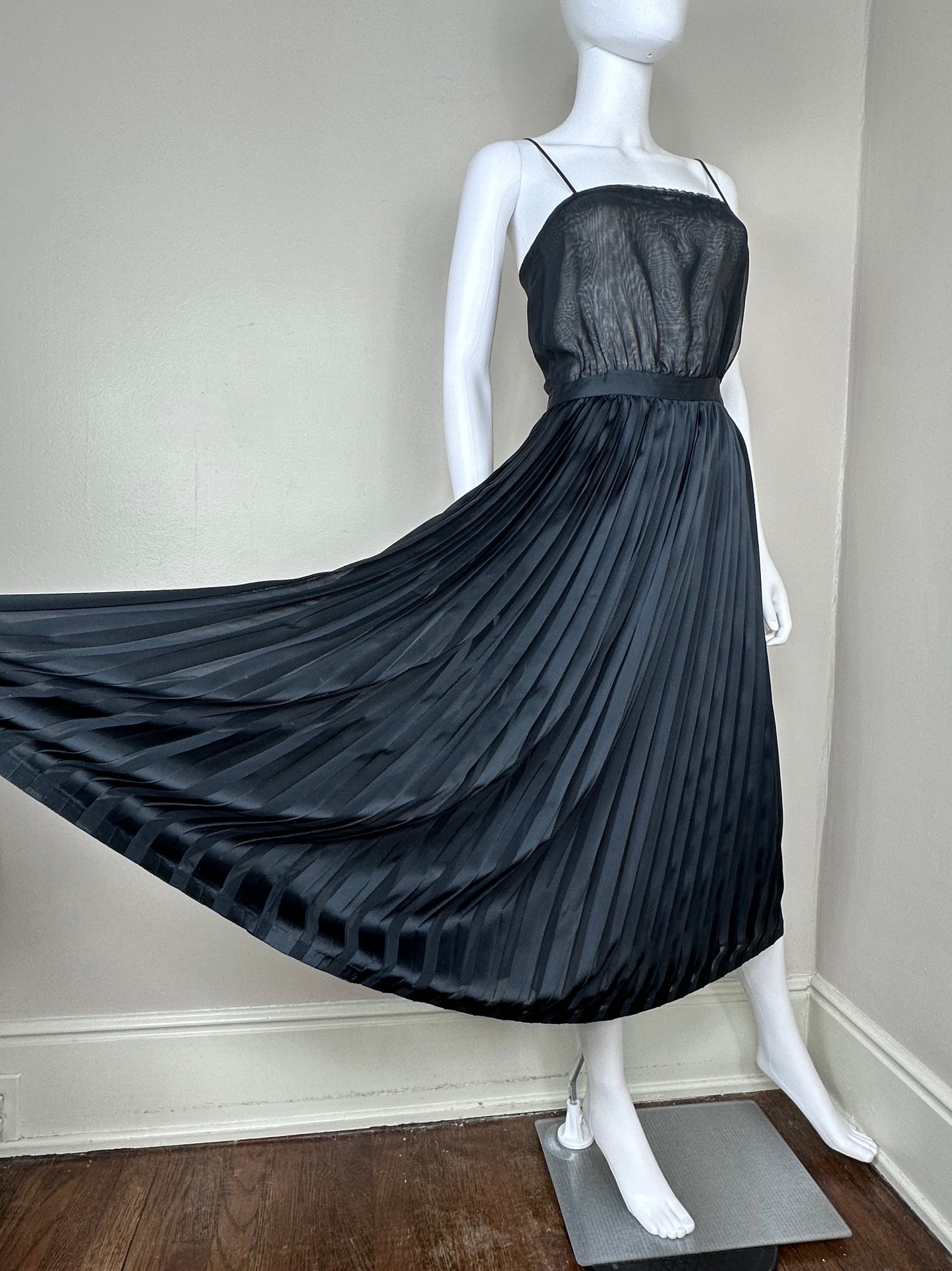 1980s Sheer Black Dress, Halston III Size XXS