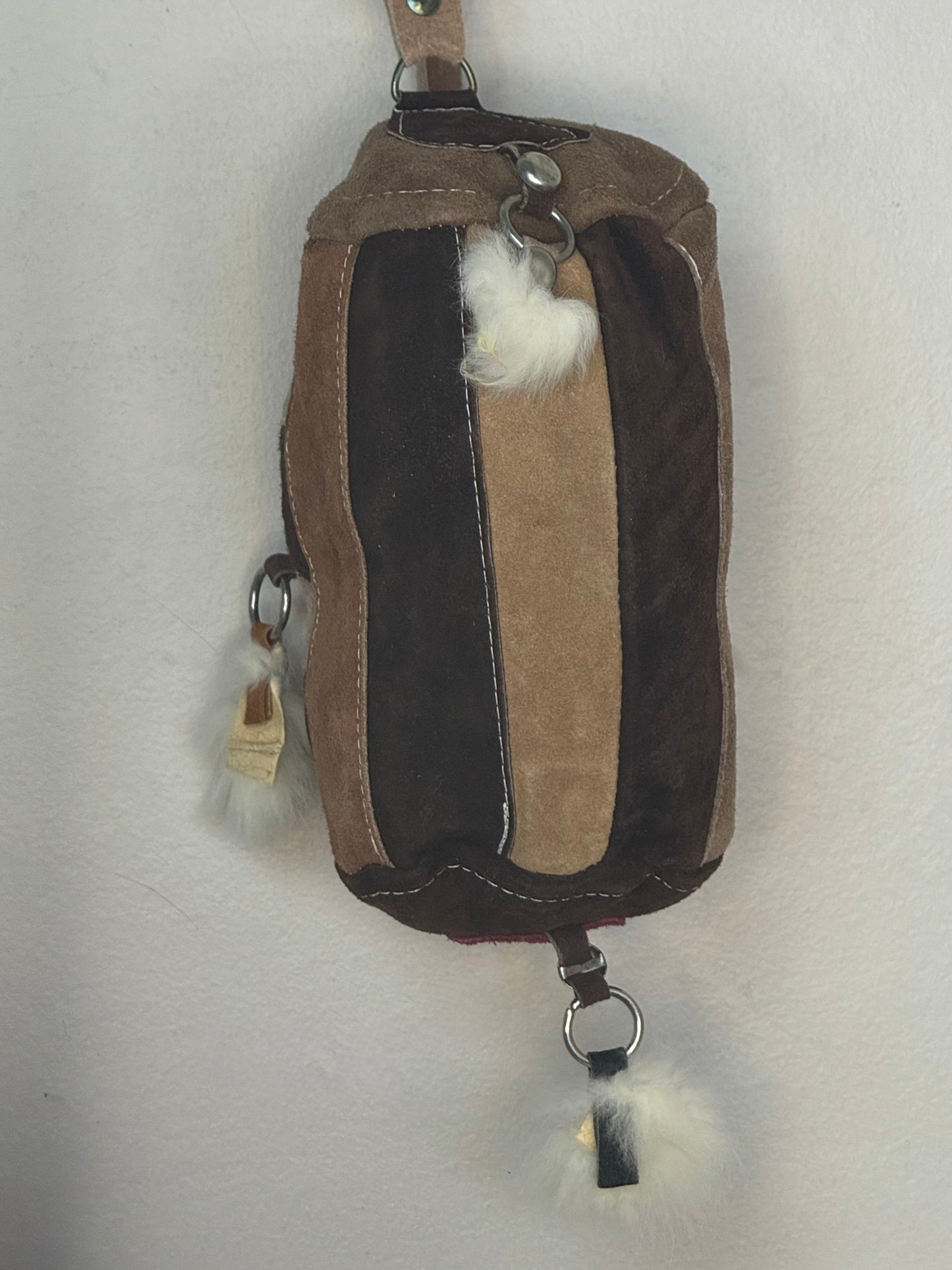 1980s Leather Patchwork Purse with Fur Charms, Mexico