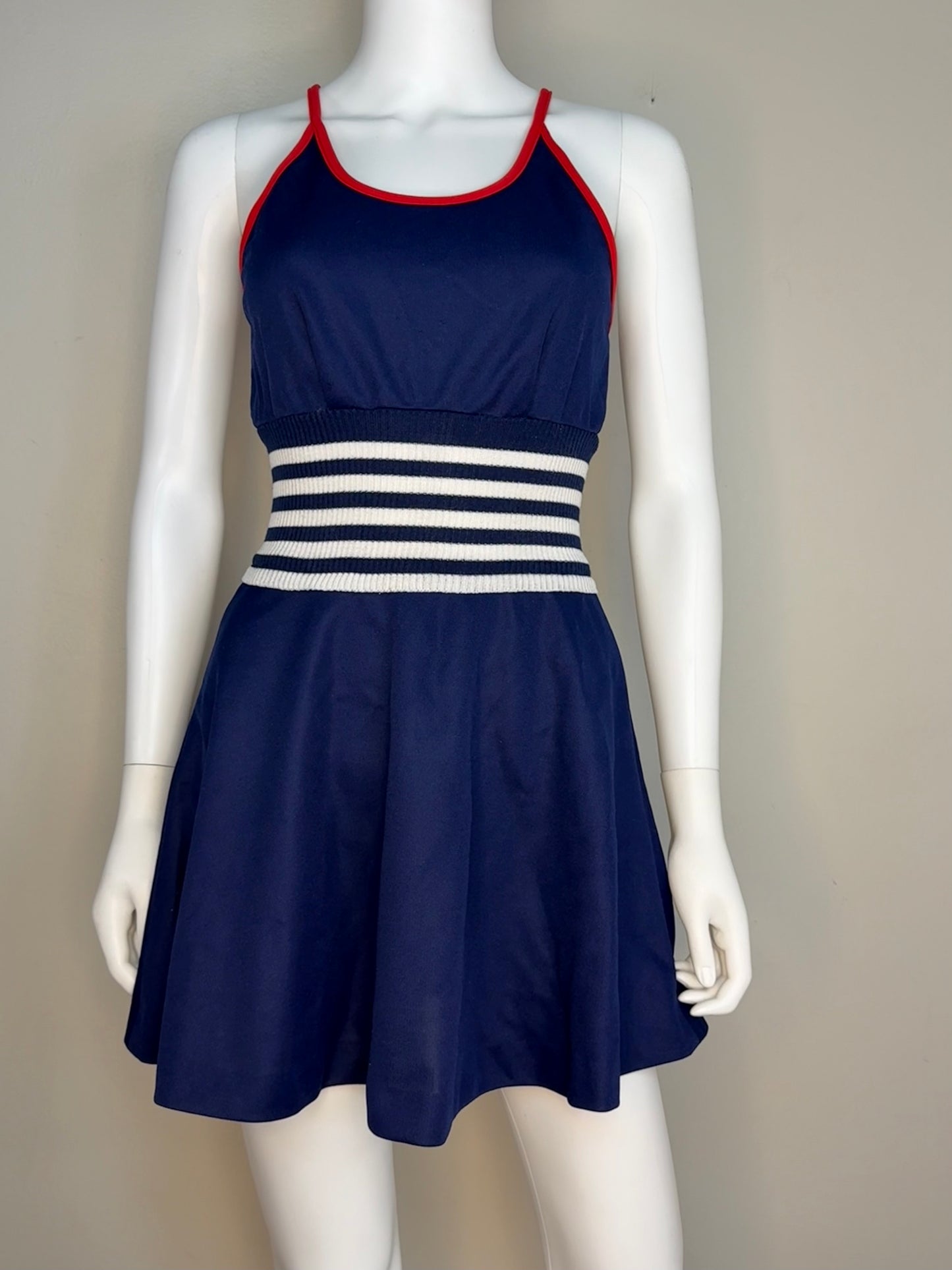 1970s Navy Blue Mini Dress, Juniors by Jim n Me Size X-Small