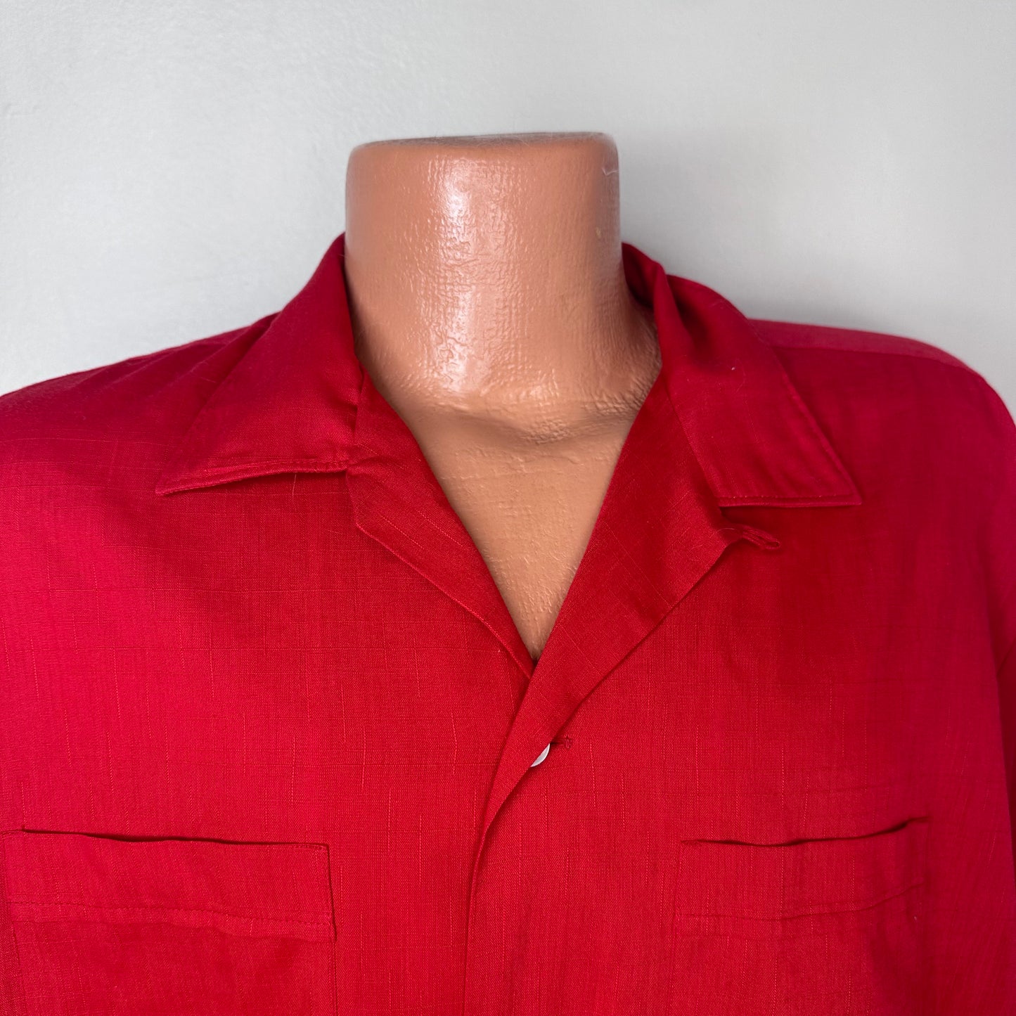 1960s/70s Red Long Sleeve Loop Collar Shirt, Sears From the Premiere Collection Size XL