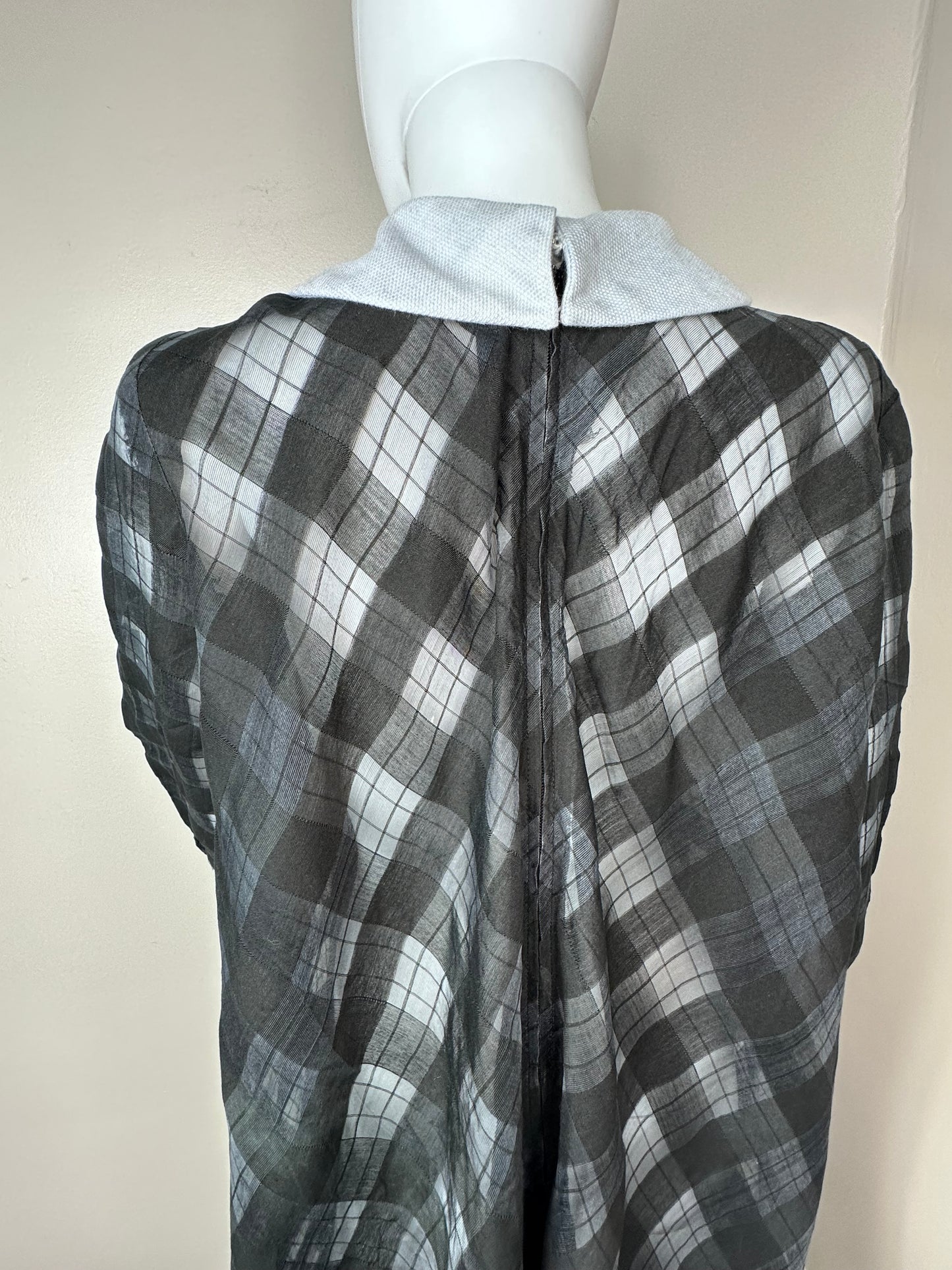 1960s Sheer Black Plaid Tent Dress, Fashionmaker Original Size S-M