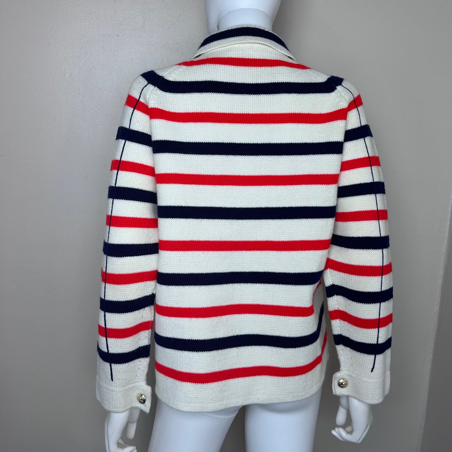 1970s Striped Knit Sweater Jacket, Lilly of California Size Medium