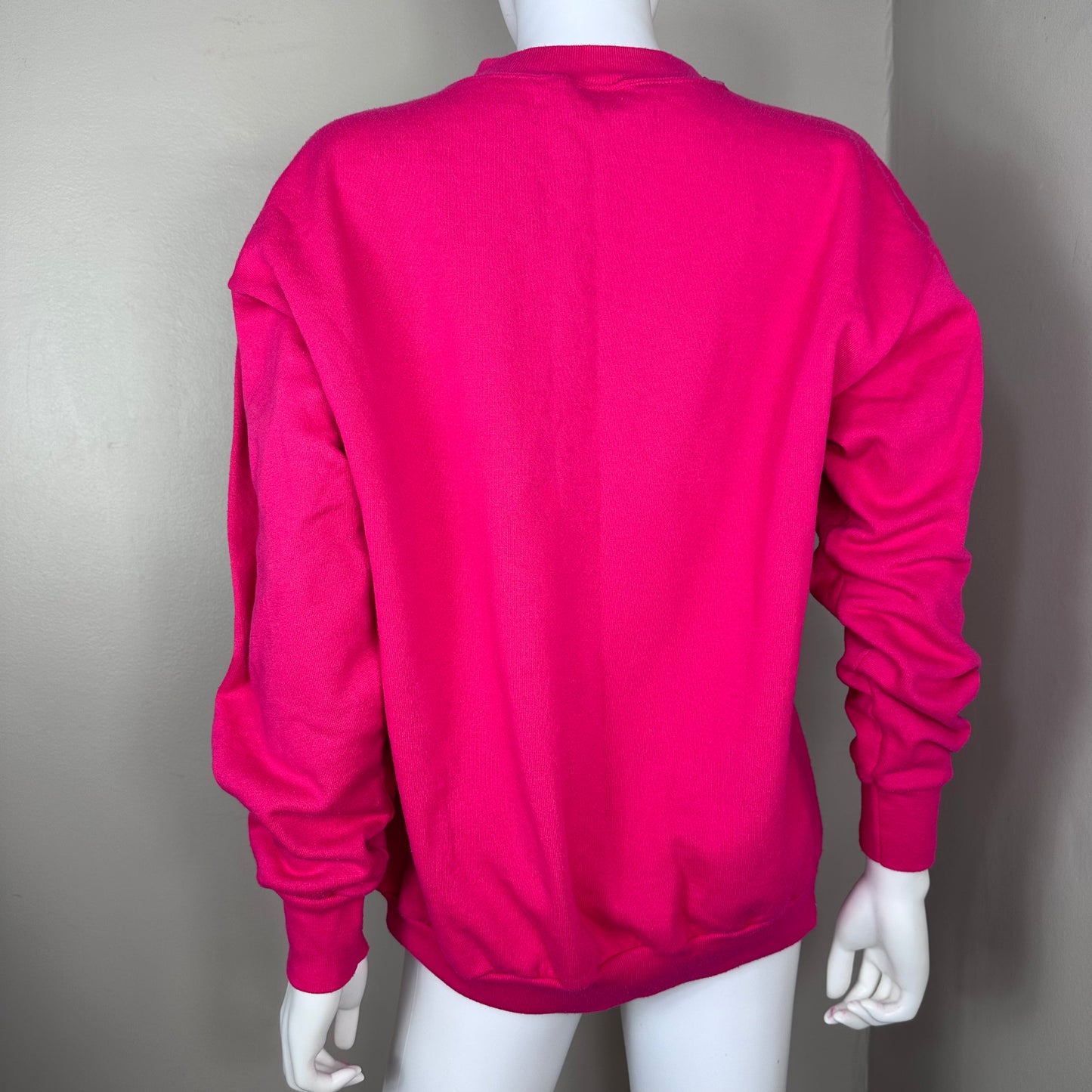 1980s/90s Pink Reindeer Sweatshirt, Glitter Print, Movement Size L/XL