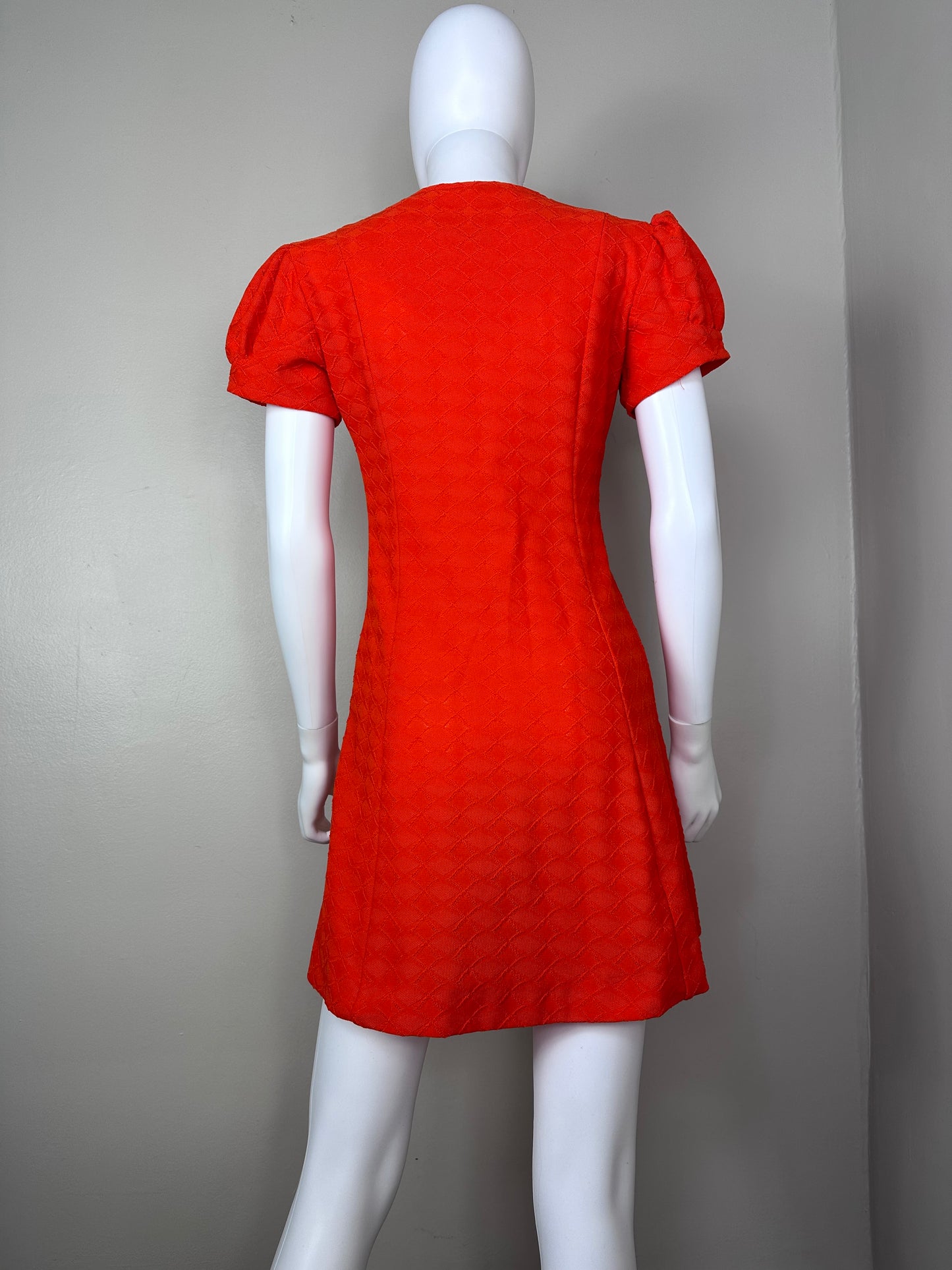 1960s/70s Bright Orange Mini Dress, The Colleger Size Medium