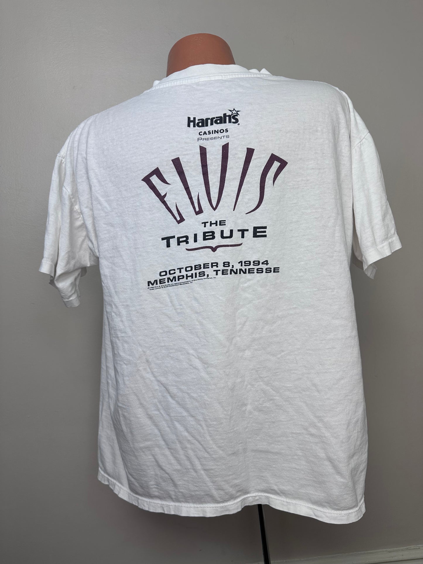 1990s Elvis The Tribute Concert T Shirt, GEM, 1994 Memphis, TN, Thin and Faded