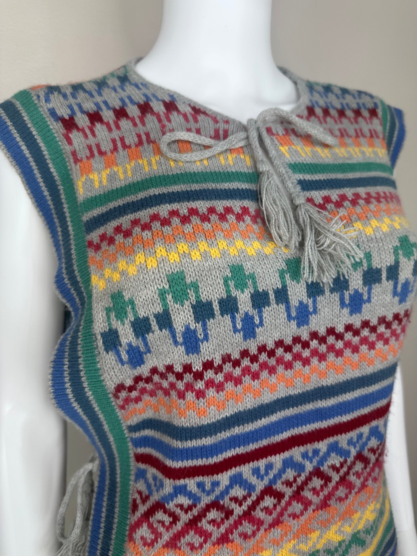 1970s/80s Rainbow Stripe Sweater Vest Poncho, Pandora